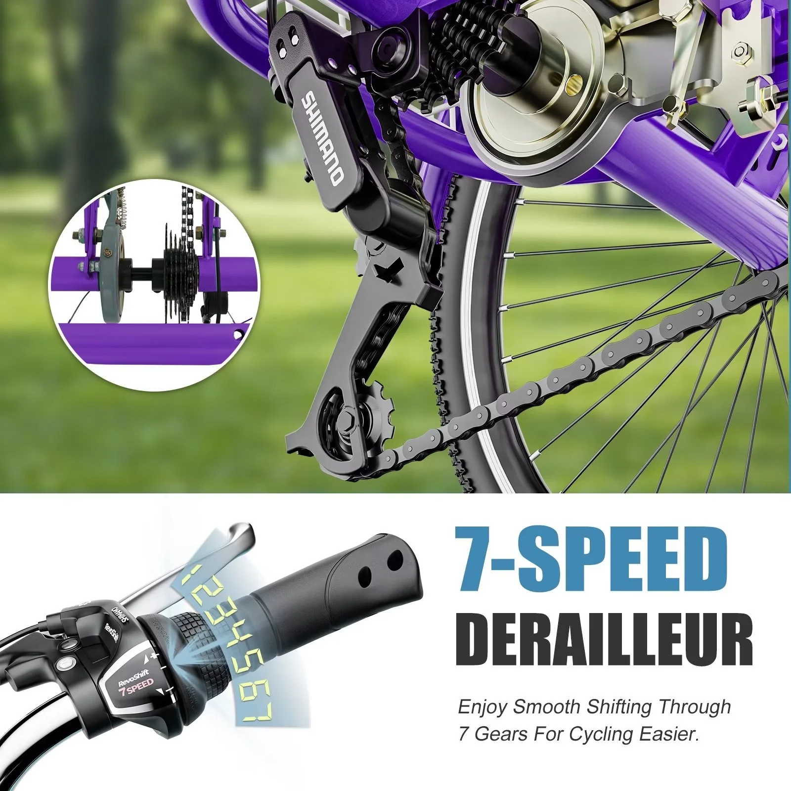 MOPHOTO Adult Tricycle 20/24/26 inch 3 Wheel Bicycle,3 Wheel Bikes for Adults,7 Speed Low Stepover Frame Tricycle with Basket/Bell,3 Wheel Bicycle for Seniors,Women,Men - Womvr