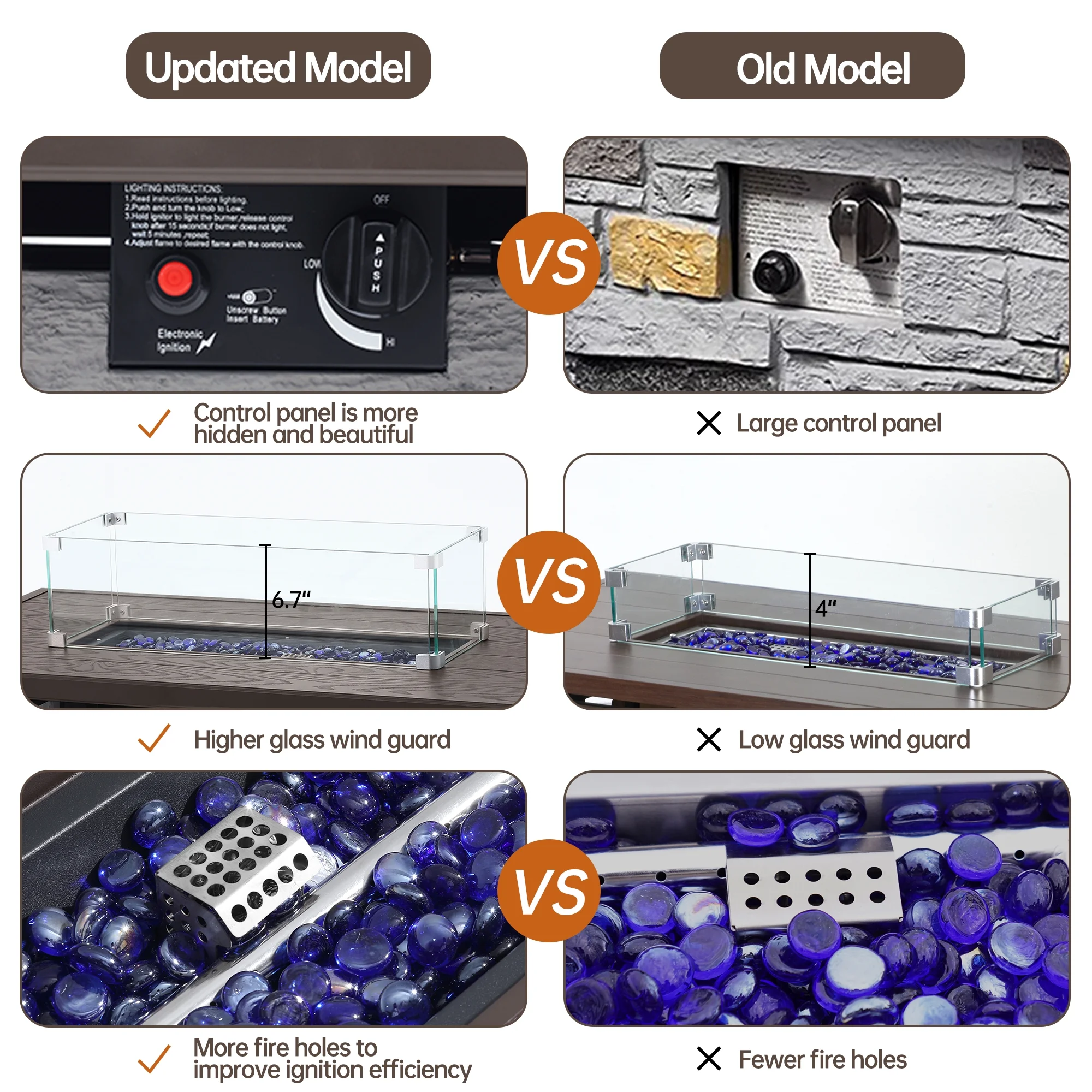 Pizzello Fire Pit Table Propane Outdoor 43