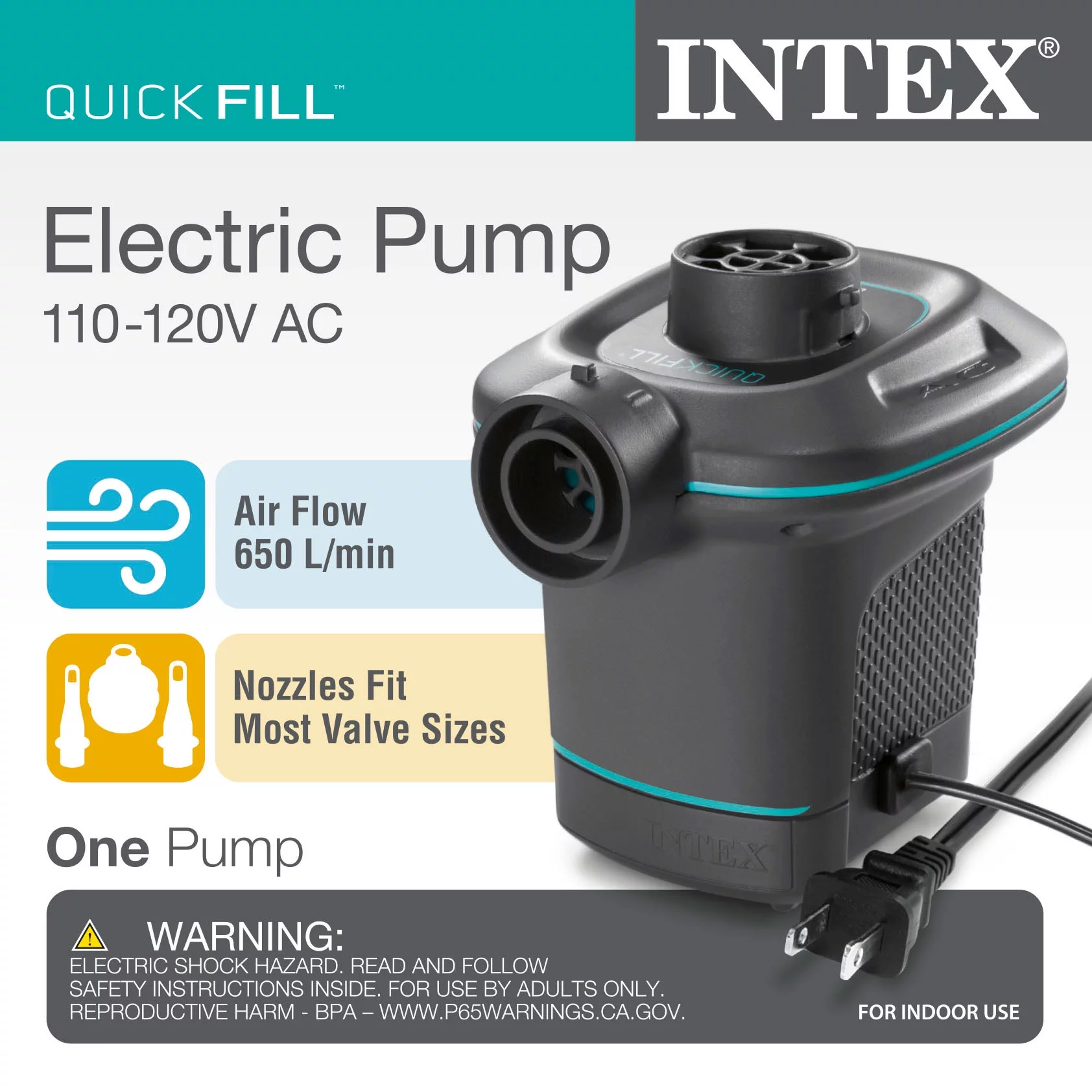 Intex 120V Quick Fill AC Electric AirPump & Intex Inflatable Ocean Play Kid Pool - Womvr