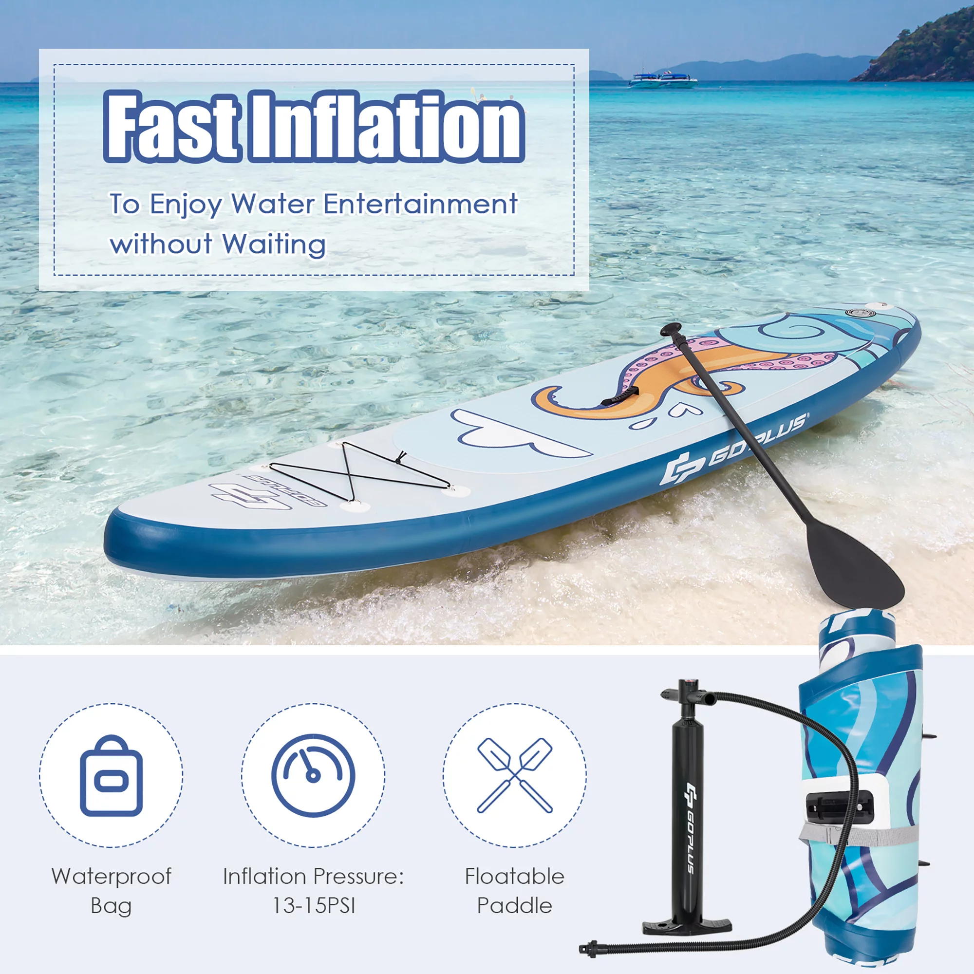 Goplus 10.5' Inflatable Stand Up Paddle Board Surfboard W/Aluminum Paddle Pump - Womvr