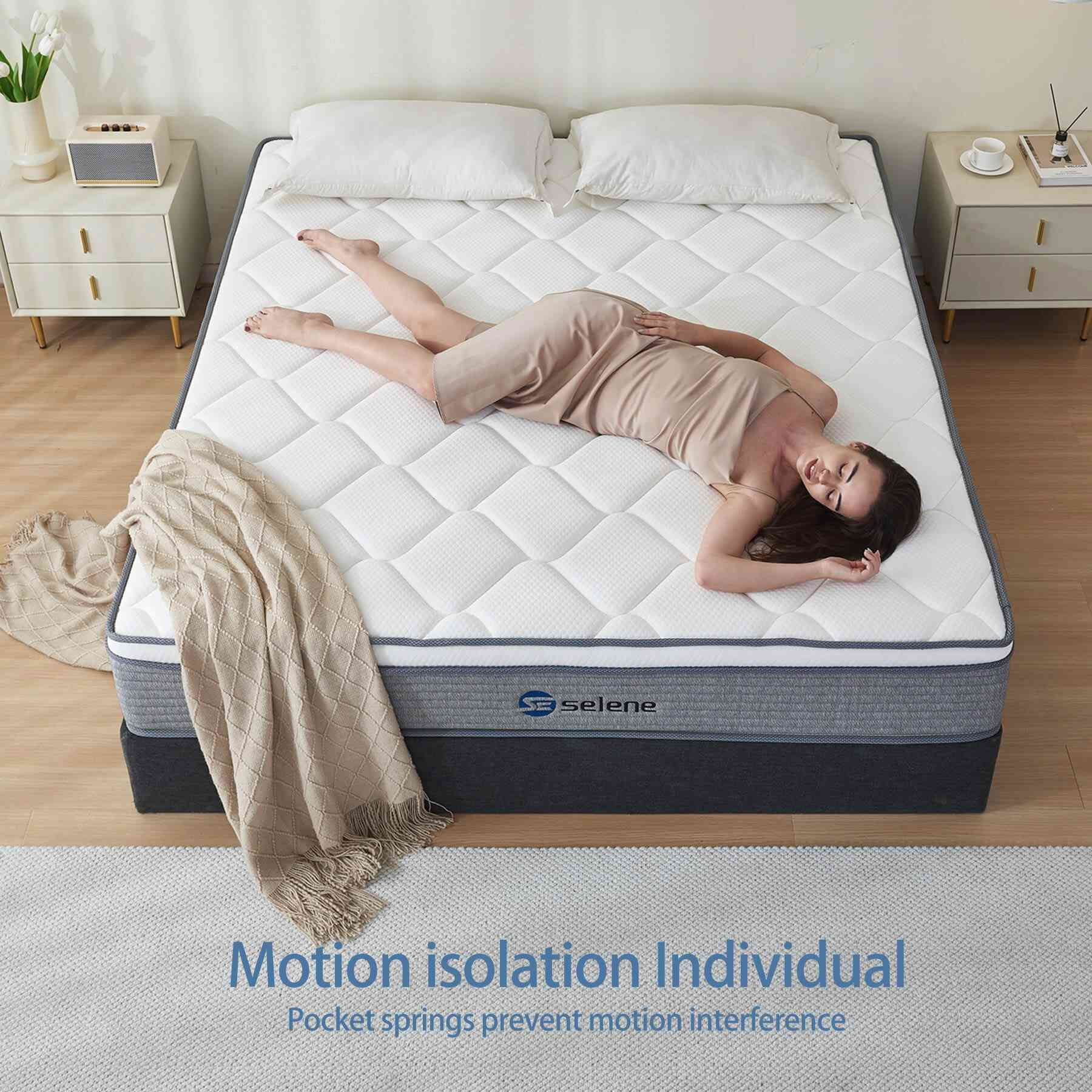 Selene Queen Size Mattress, 10 Inch Memory Foam Hybrid Mattress Queen, Pocket Spring Mattress in a Box for Motion Isolation, Edge Support, Pressure Relief, CertiPUR-US - Womvr