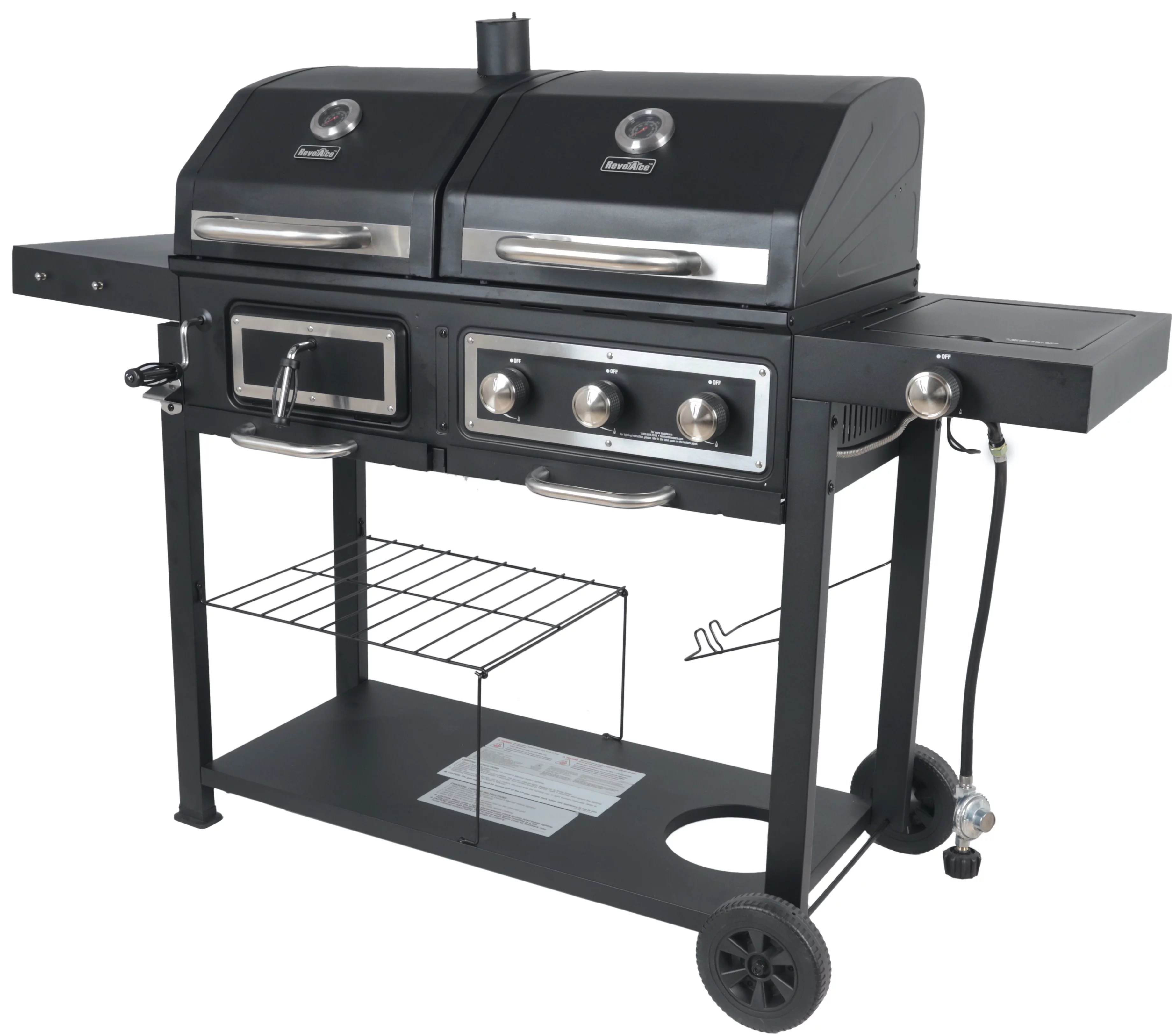 RevoAce Dual Fuel Gas & Charcoal Combo Grill, Black with Stainless - Womvr