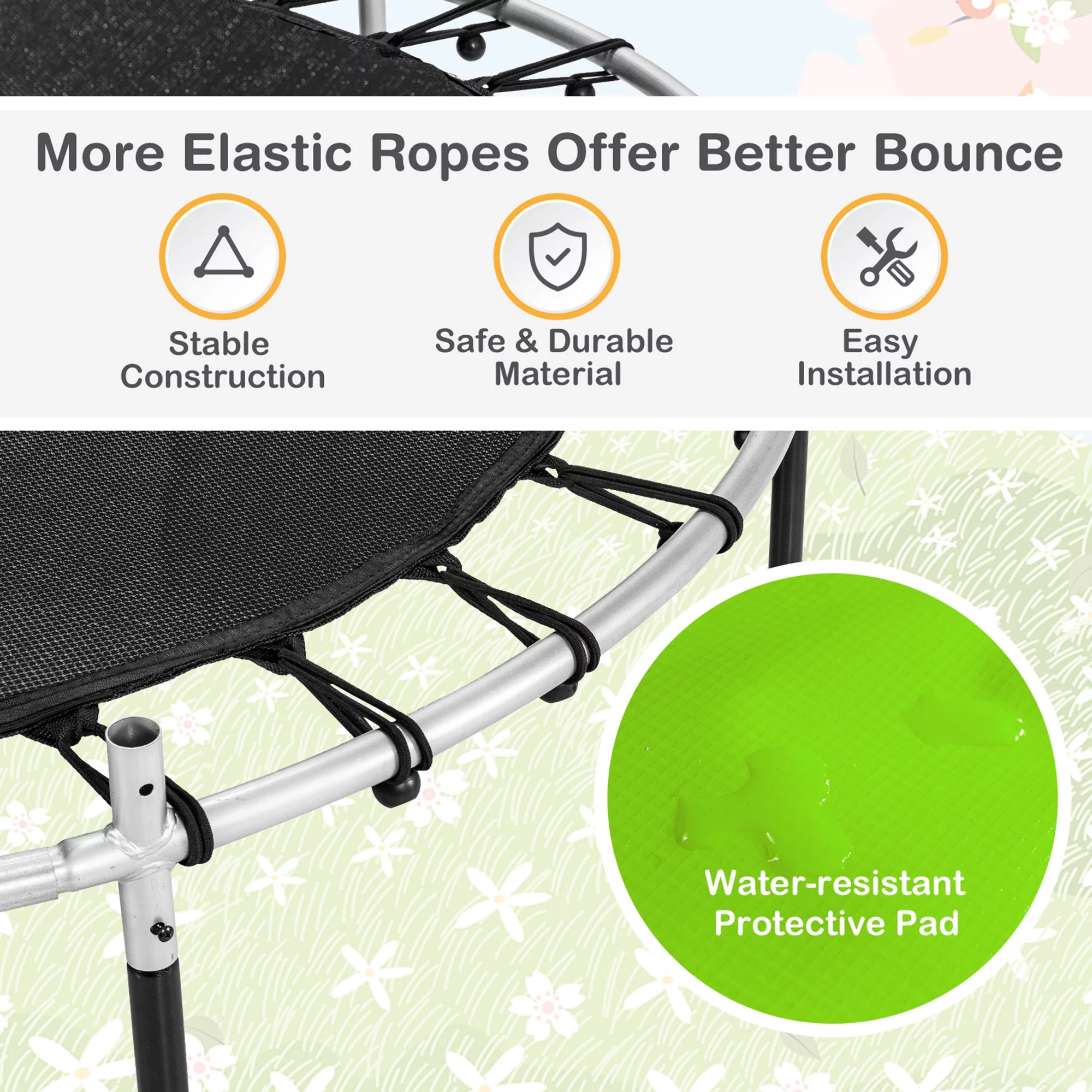 Gymax 55'' Recreational Trampoline for Kids Toddler Trampoline w/ Enclosure Net Navy - Womvr