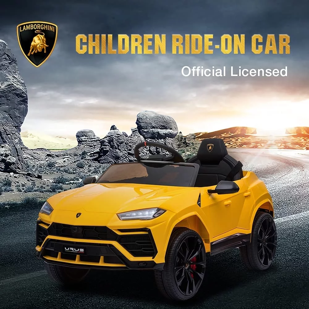 Lamborghini Urus 12V Electric Powered Ride on Car Toys for Girls Boys, Black Kids Electric Vehicles Ride on Toys with Remote Control, Foot Pedal, MP3 Player and LED Headlights, CL61 - Womvr