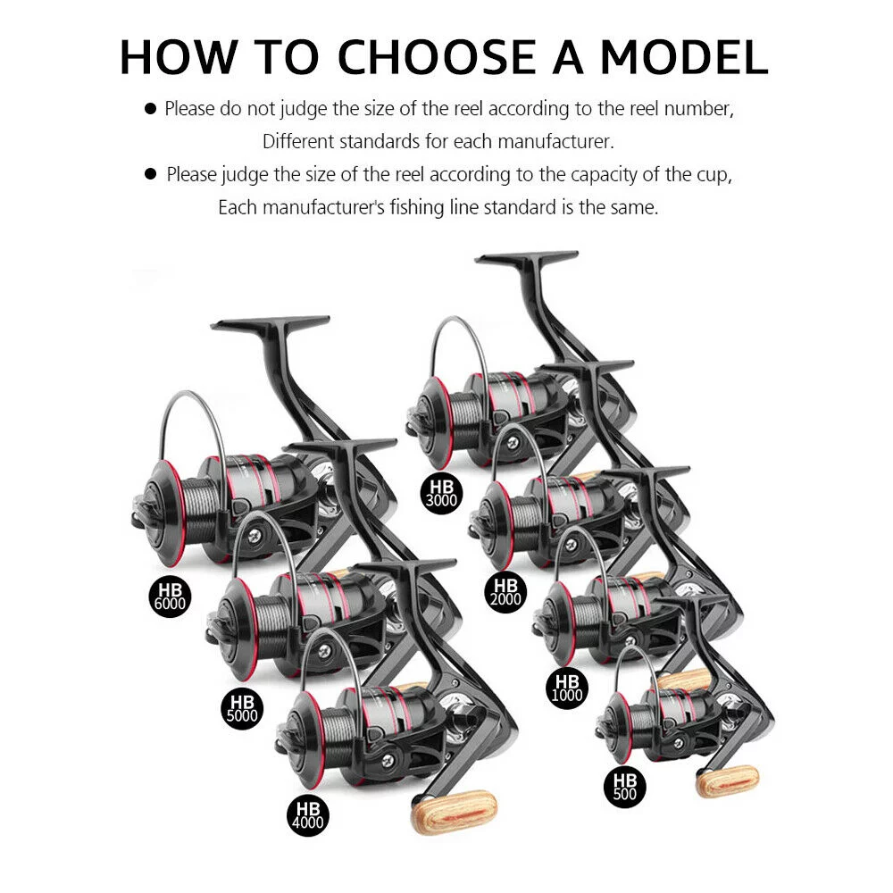 Heavy Duty Spinning Reel Saltwater Offshore Fishing Reel Max Drag 18lbs HB500-HB6000 - Womvr