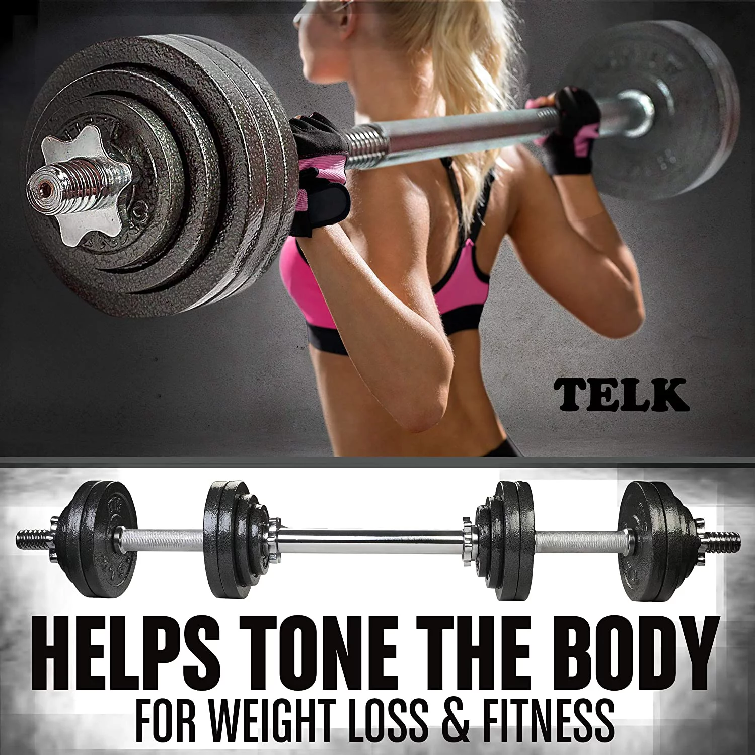 Telk Fitness Adjustable Dumbbells 45 Lbs., Hand Weights for Home Gym - Womvr