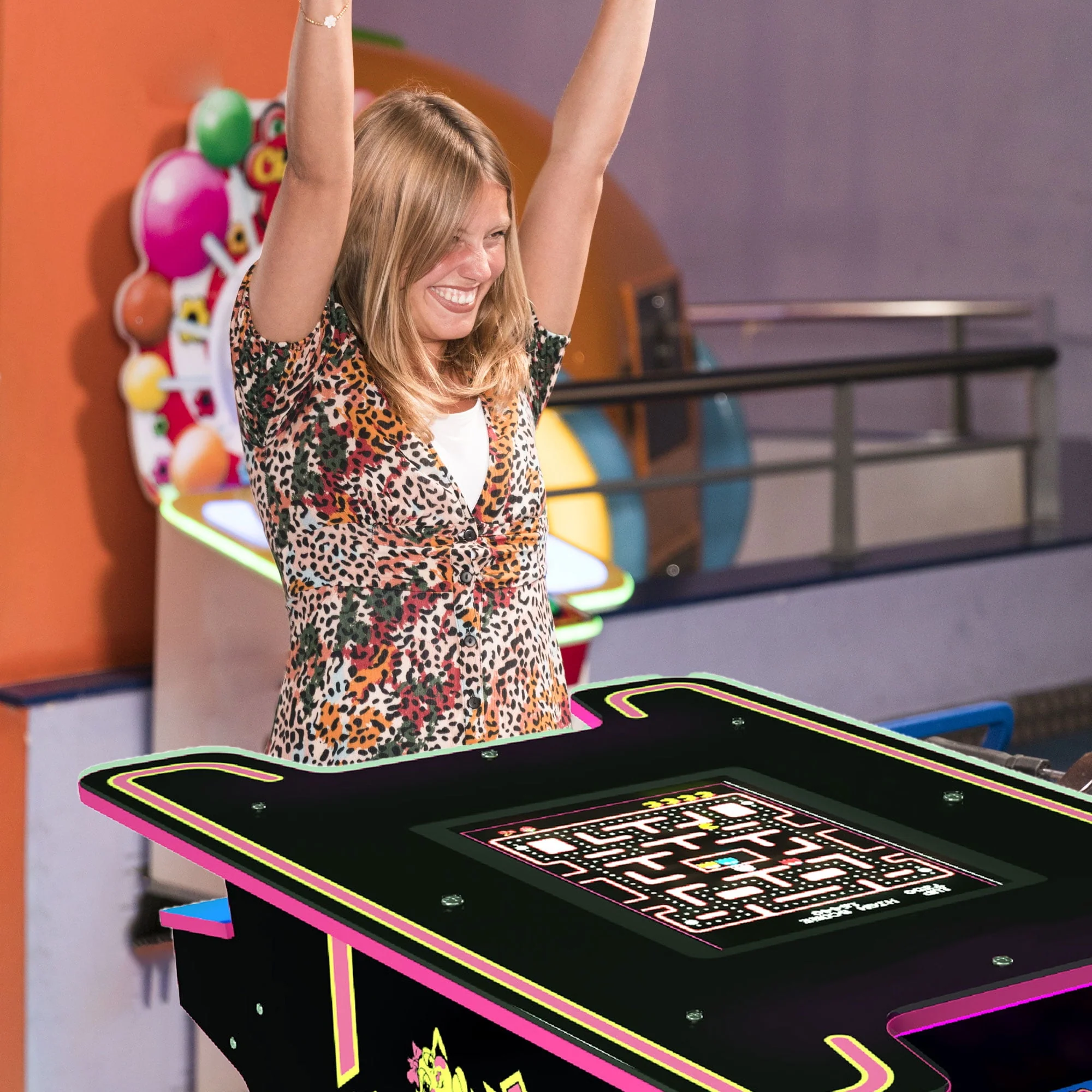 Arcade1UP Ms. PAC-MAN Head-to-Head Arcade Table with 12 Games in 1, Black - Womvr