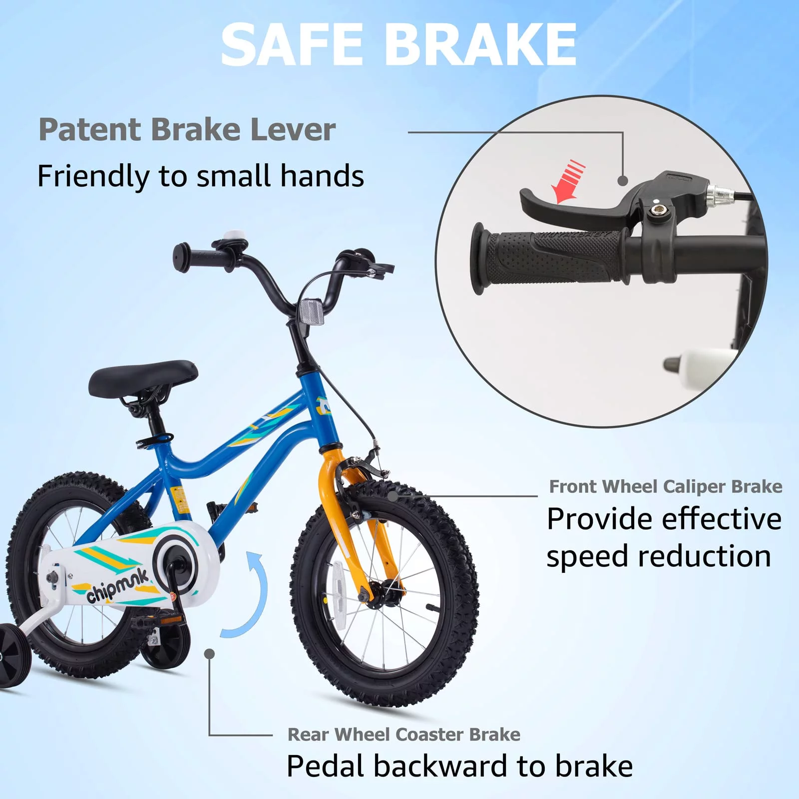 RoyalBaby Chipmunk Kids Bike Boys Girls 16 Inch Bicycle with Training Wheels and Kickstand Red - Womvr