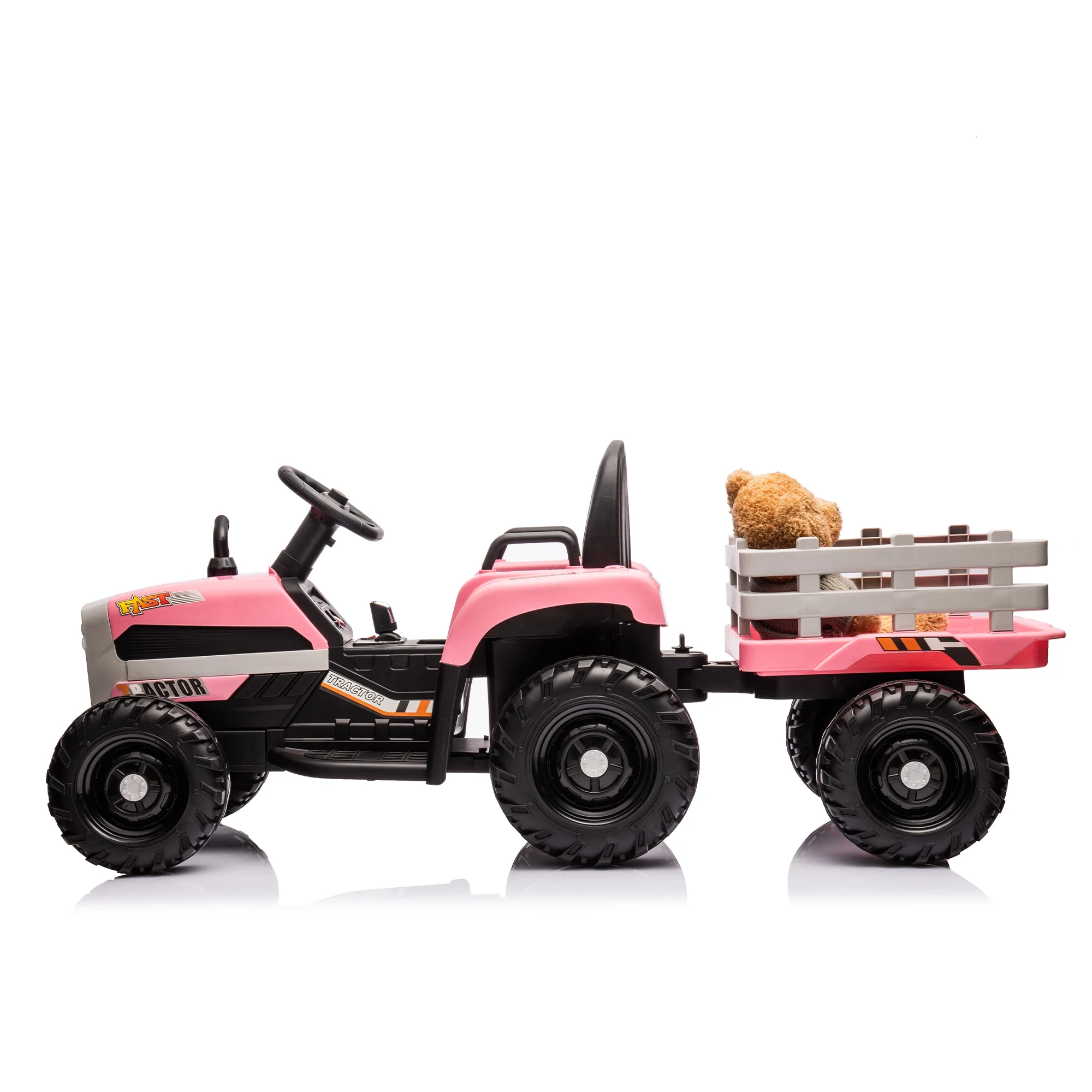 HNH 24V Ride on Toy,Kids Ride On Tractor with Trailer & Remote,Electric Car Toy with Bluetooth - Womvr