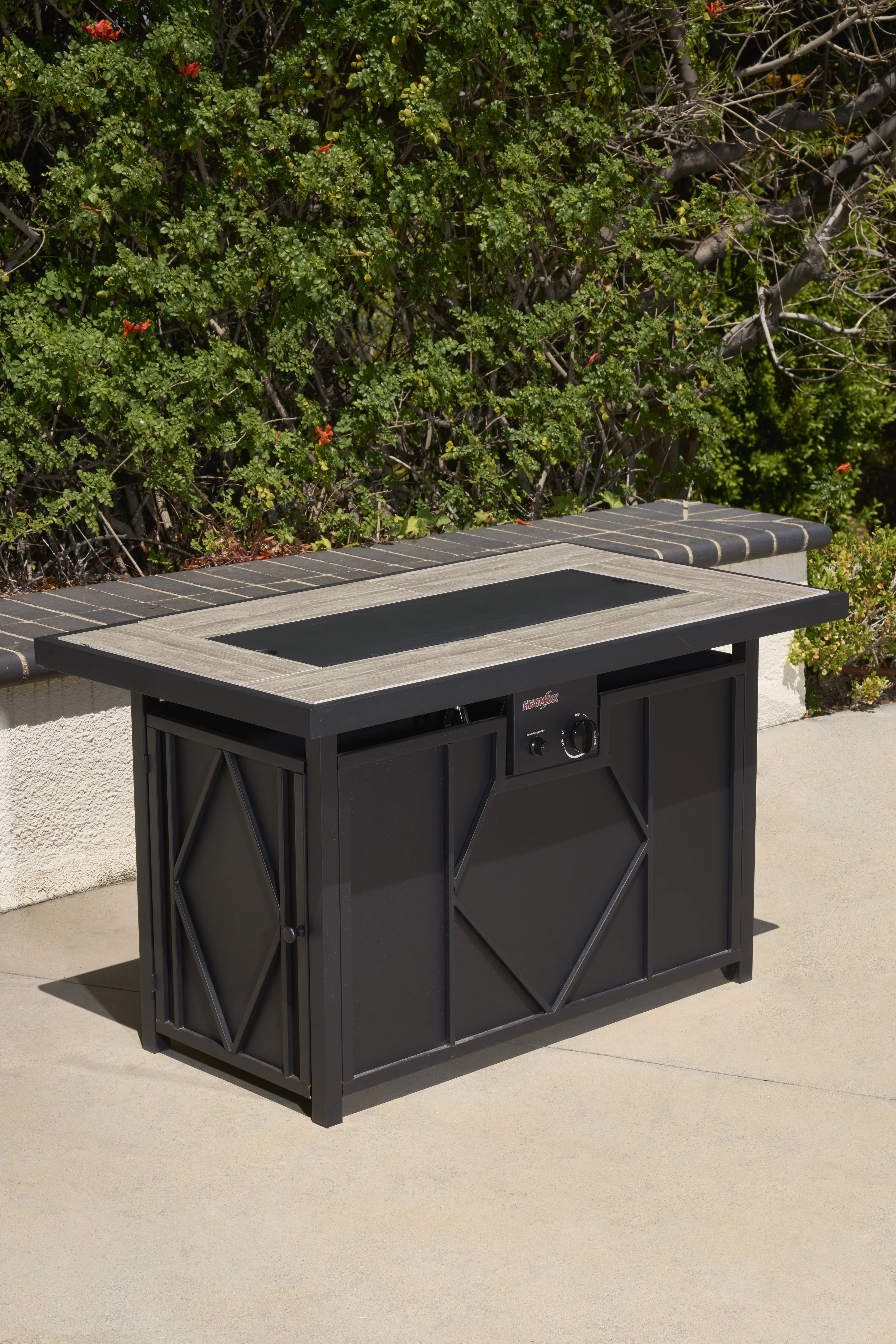 BALI OUTDOORS 42 in. 60,000BTU Fire Pit Propane Gas Fire Pit Table Rectangular Tabletop - Womvr