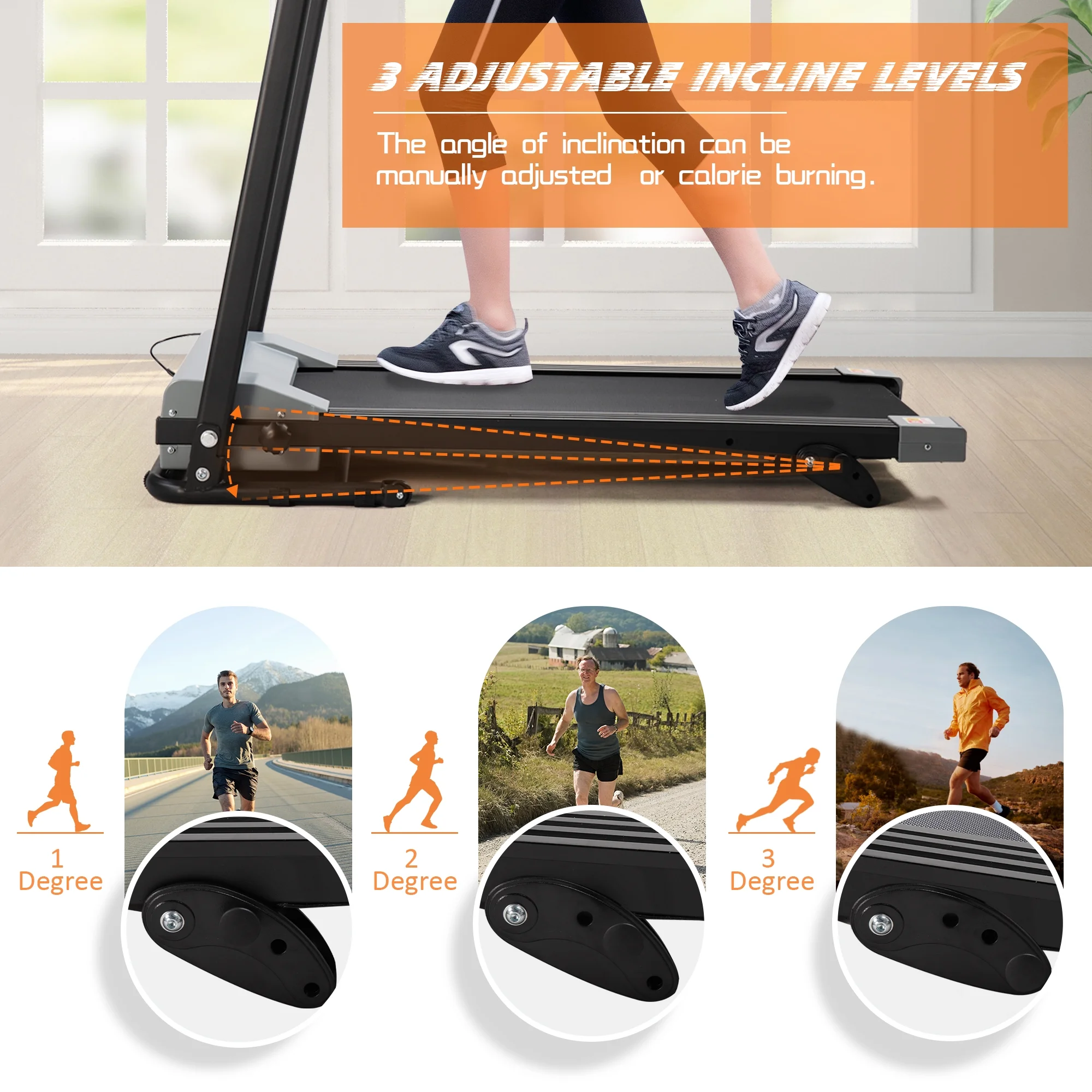 Jaxpety 2.0 HP Portable Folding Electric Treadmill 3 Incline Running Machine with LCD Display, Ipad and Drink Holder - Womvr