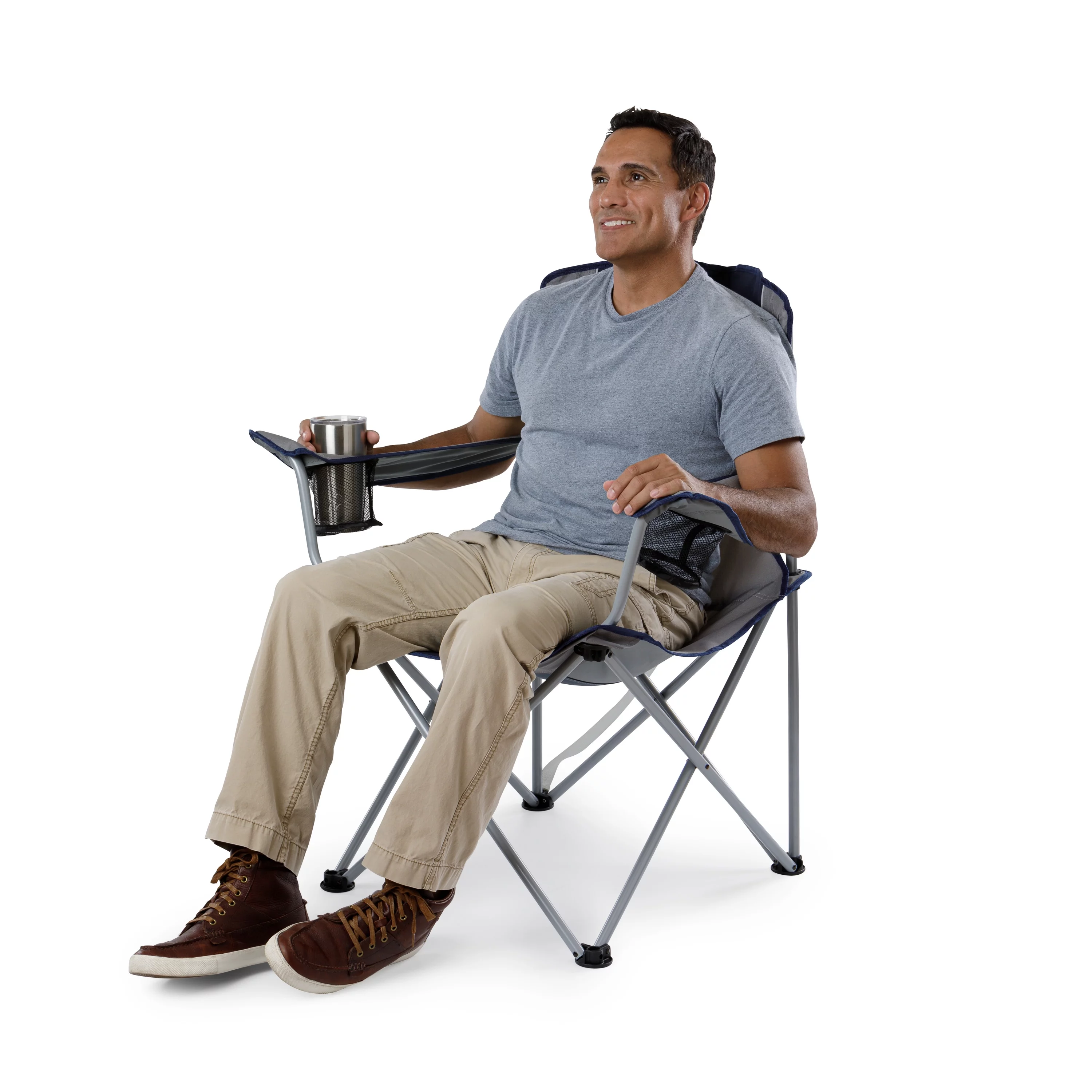 Ozark Trail, Adult Oversized Quad Chair, 9.2lbs, off White & Gray - Womvr