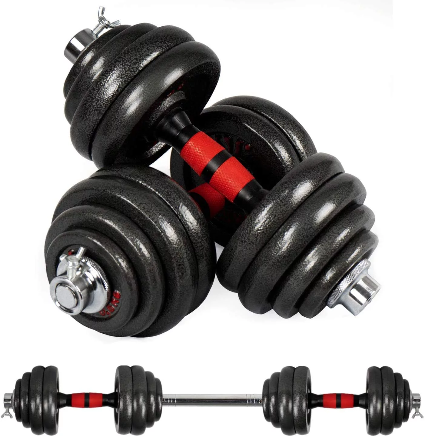 Adjustable Dumbbell Set,10-66 lbs Dumbbells Adjustable Weight for Men Women, Dumbbell Bar Weight Plates for Home Gym Workout Exercise, Barbell Weight Set Strength Training Core Fitness (Pair) - Womvr