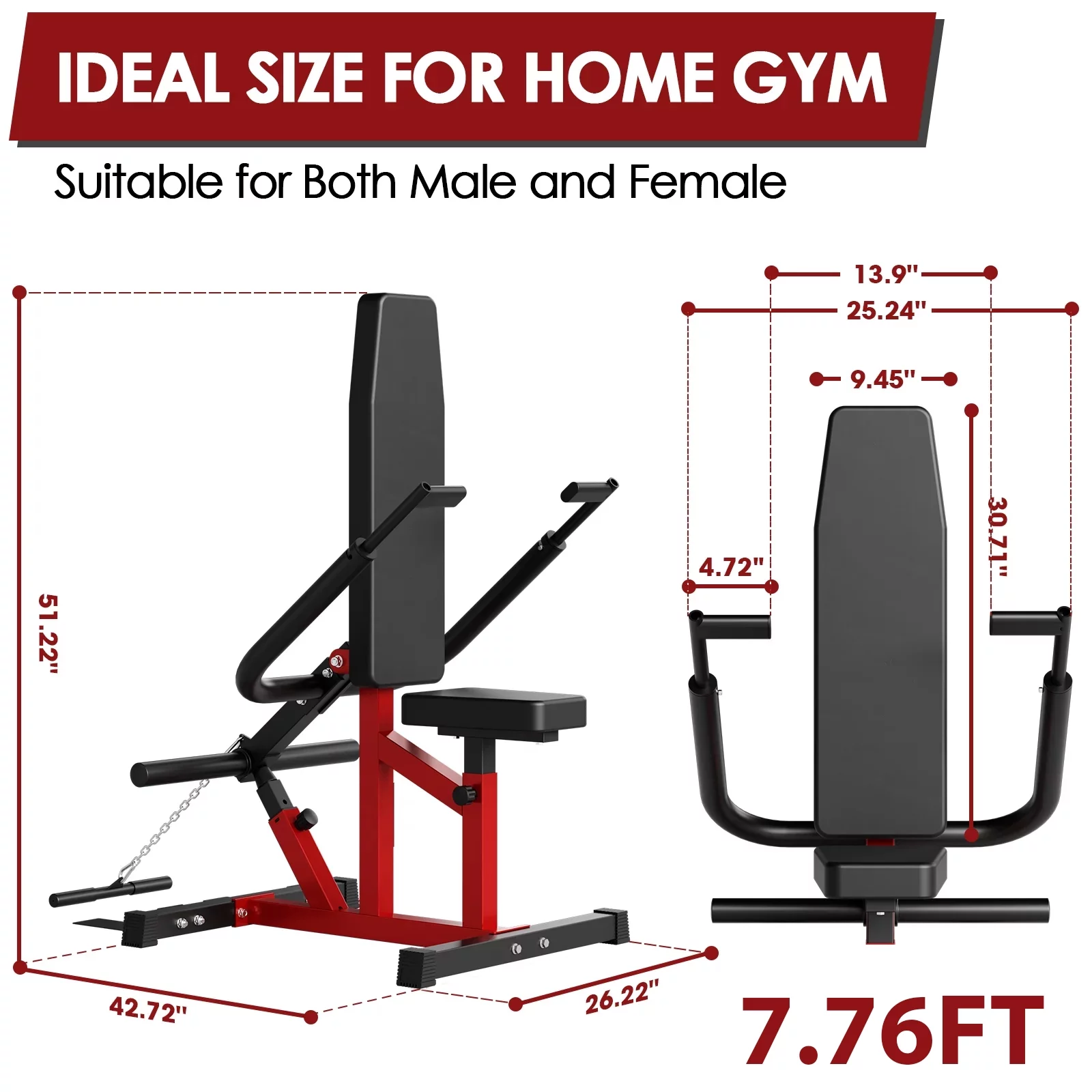 syedee Plate Loadable Seated Dip Machine, Tricep Dip Machine with Cable Bar for Bicep Chest Training Tricep Press, Hold up to 400LBS, Black and Red - Womvr