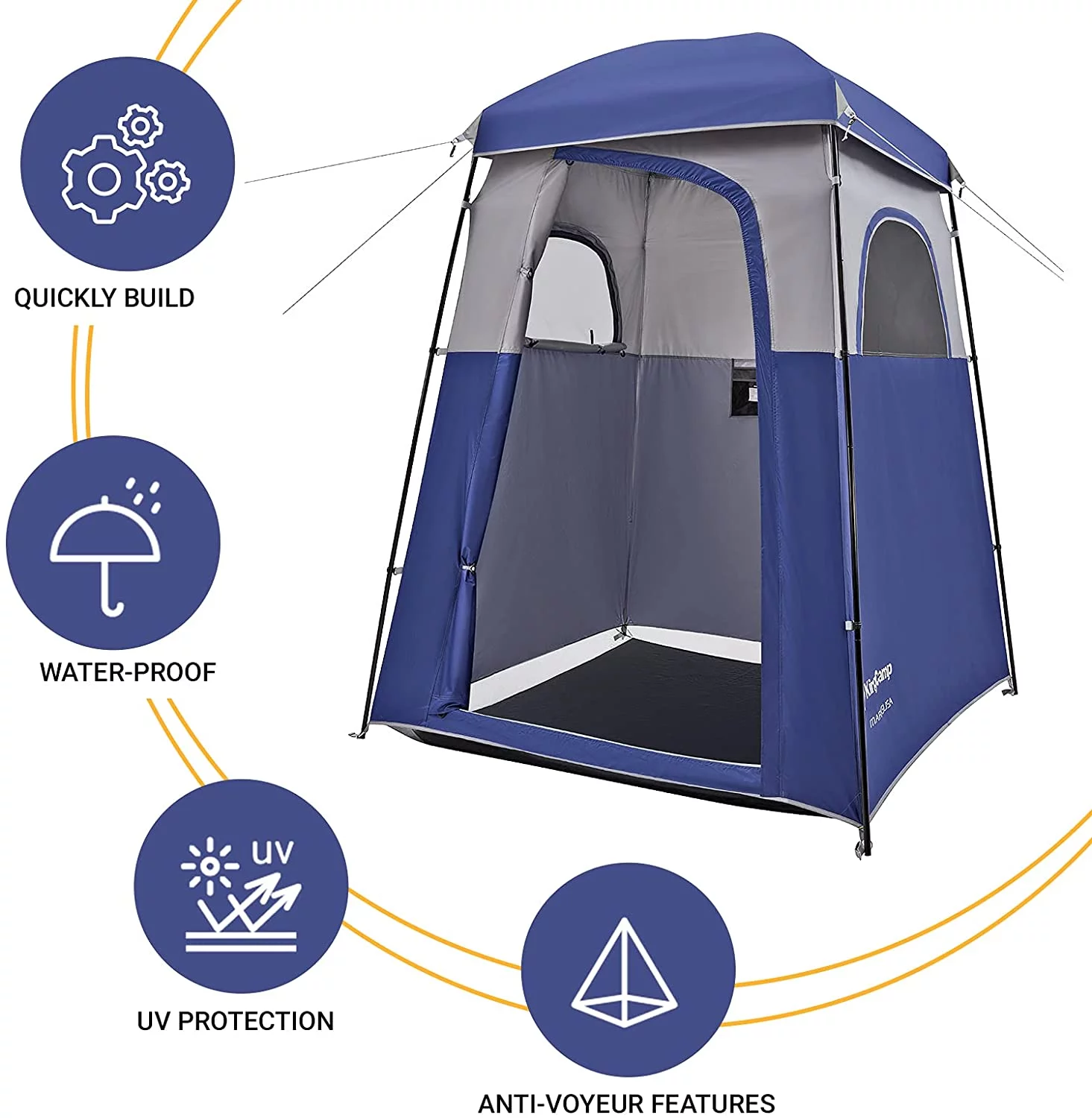 KingCamp Oversized Shower Tent Extra Wide 1 Room with Floor Waterproof Camping Privacy Shelter Easy Set Up Tent for Dressing Changing Toilets Tent, Coffee - Womvr