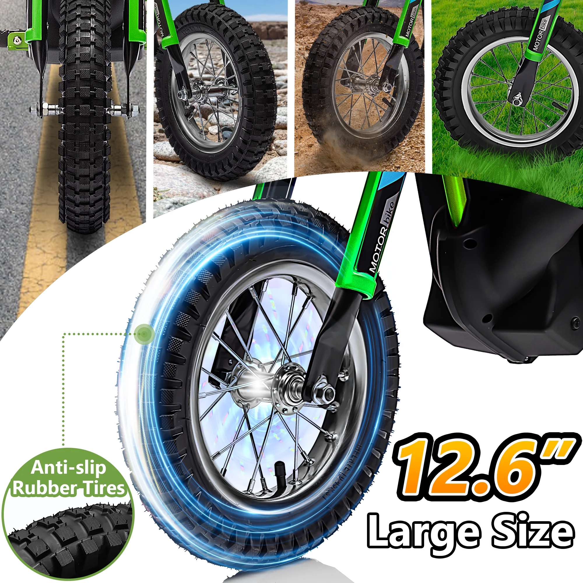 Wisairt 24V Dirt Electric Ride on Motocross Bike for Kids and Teens 13+ Between 40 and 140 lbs(Blue & Orange) - Womvr