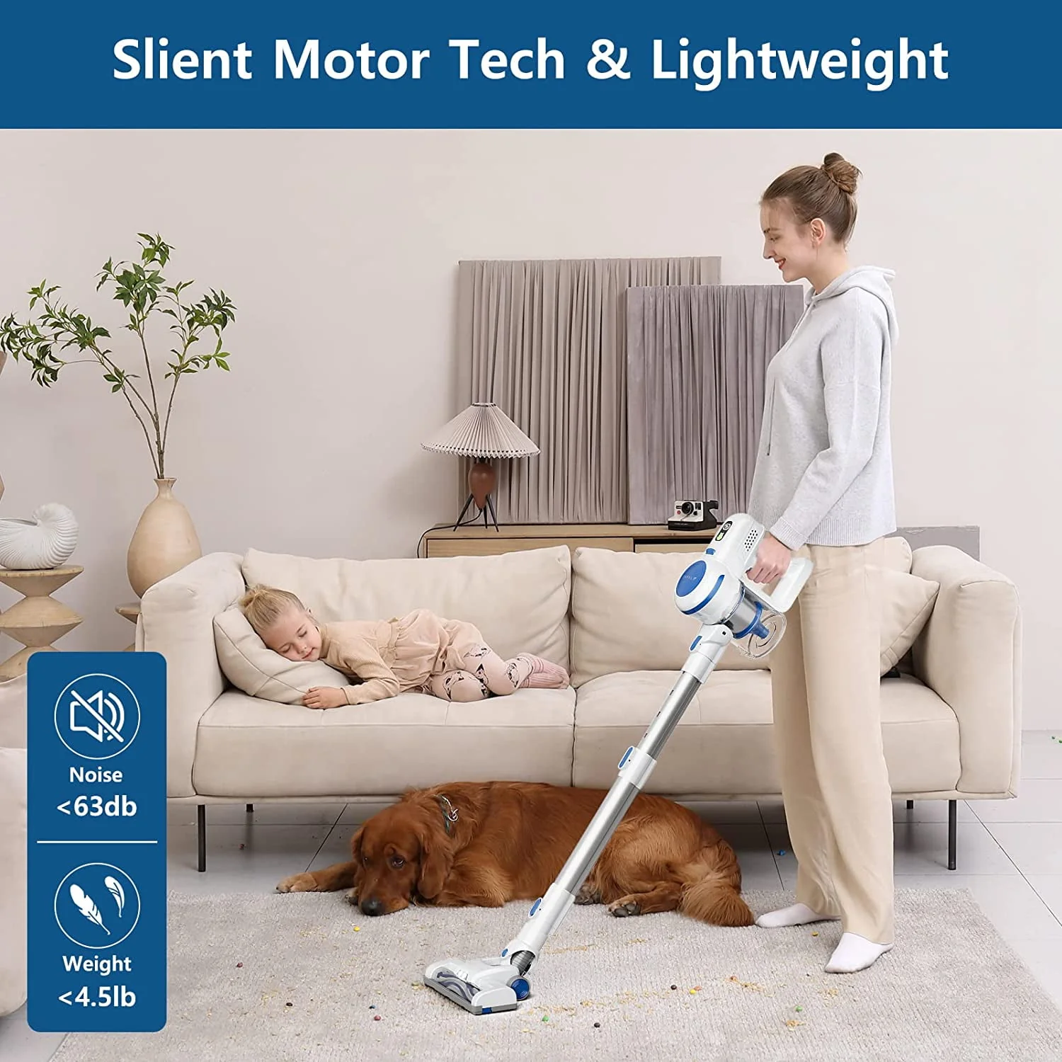 ORFELD Cordless Vacuum Cleaner Lightweight Stick Vacuum Cleaners New - Womvr