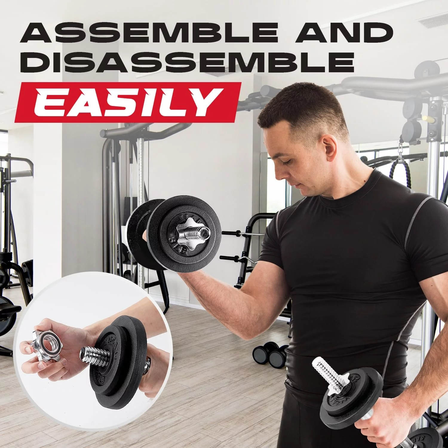 Yes4All 200 lbs Adjustable Dumbbell Weight Set, Cast Iron Dumbbell, Pair - Womvr