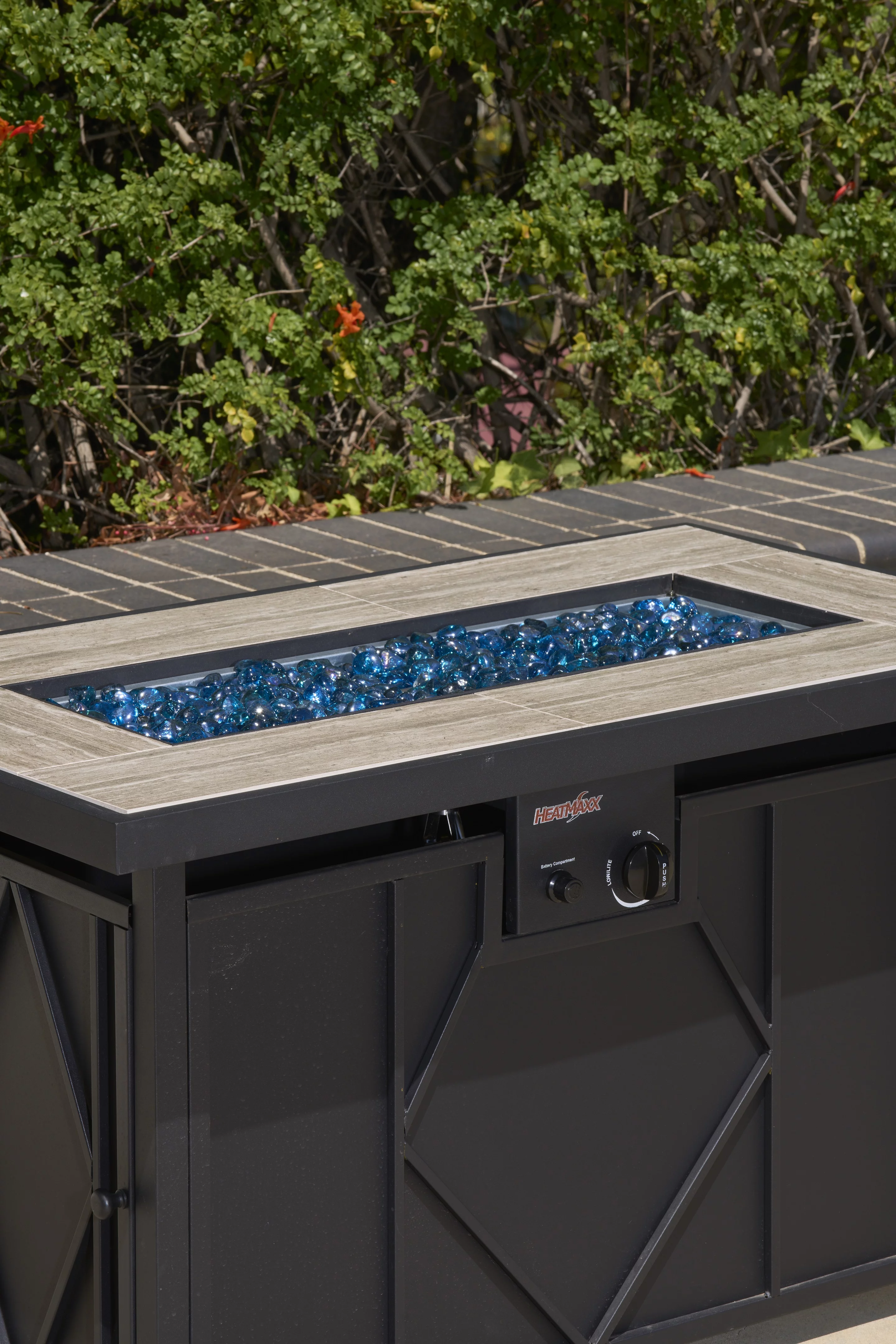 BALI OUTDOORS 42 in. 60,000BTU Fire Pit Propane Gas Fire Pit Table Rectangular Tabletop - Womvr