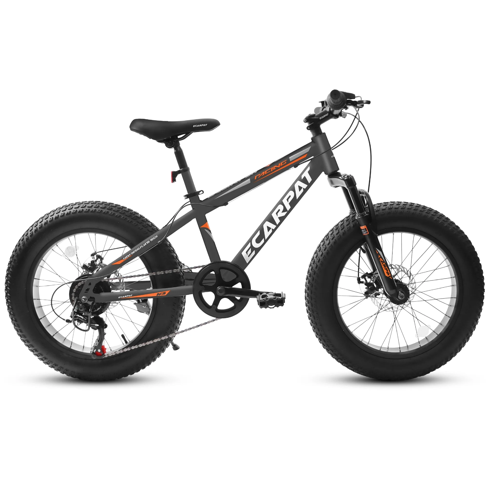 Fat Tire Bike for Kids, 20 inch Boys Bike with Disc Brakes 7 Speed, Black - Womvr
