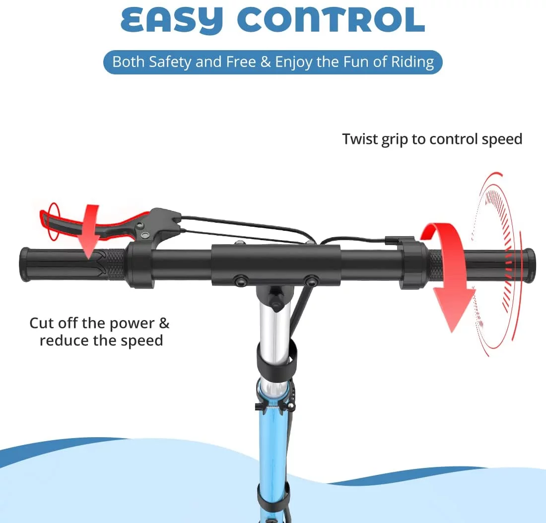 Maxtra Scooters E100 Electric Scooter for Kids Ages 6-12 - Up to 10 Mph, Foldable and Adjustable Handlebar - Womvr