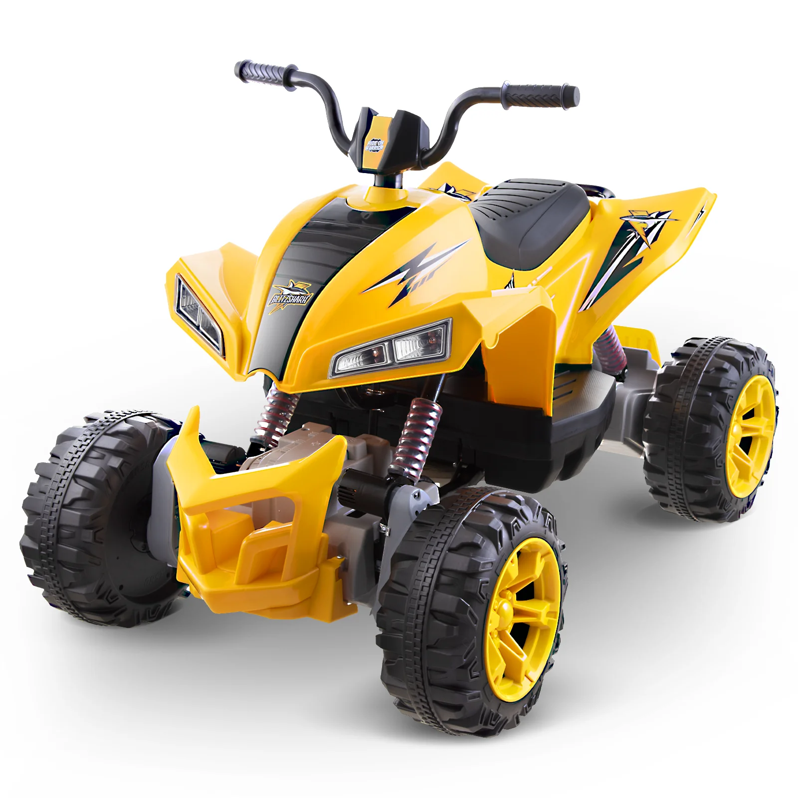 Blitzshark 24V Kids Ride on ATV 4WD Quad Powerful 4-Wheeler, with Big Battery, 6 MPH Speed, Metal Suspension, Police Rider - Womvr