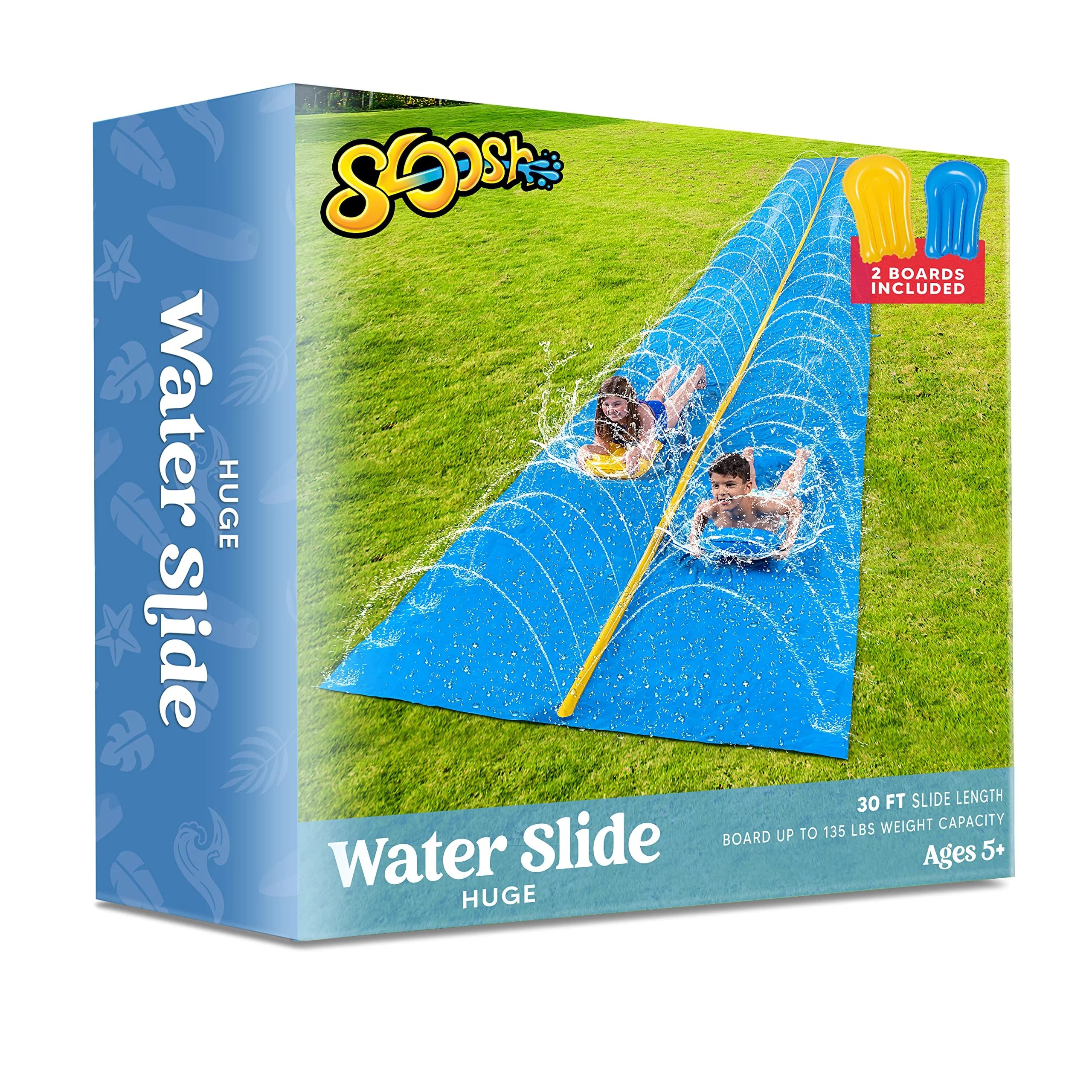 Syncfun 30ft x 6ft Huge Water Slide, Heavy Duty Lawn Water Slide with Built-in Sprinkler and 2 Slip Inflatable Boards for Summer Party - Womvr