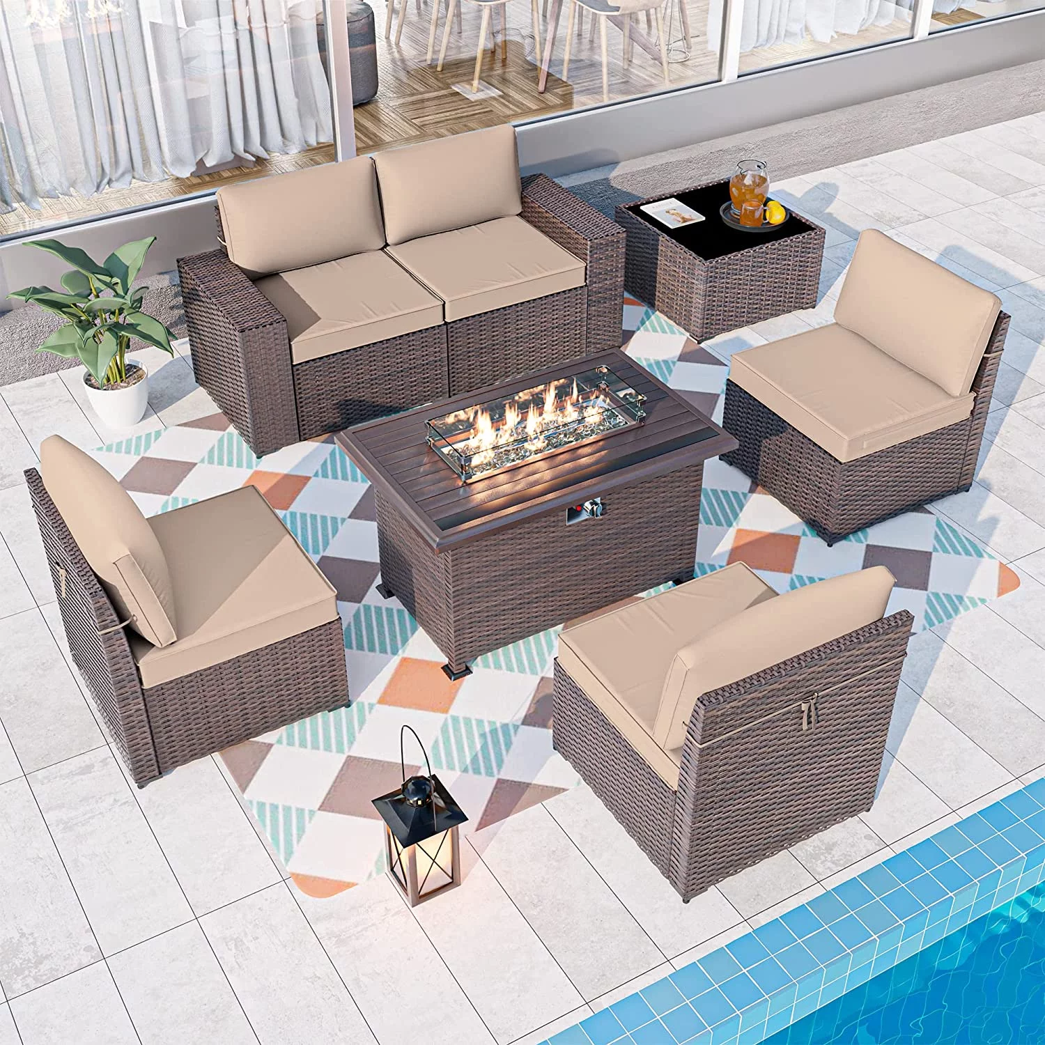 Gotland 13 Pieces Outdoor Patio Rattan Wicker Furniture Set with 43