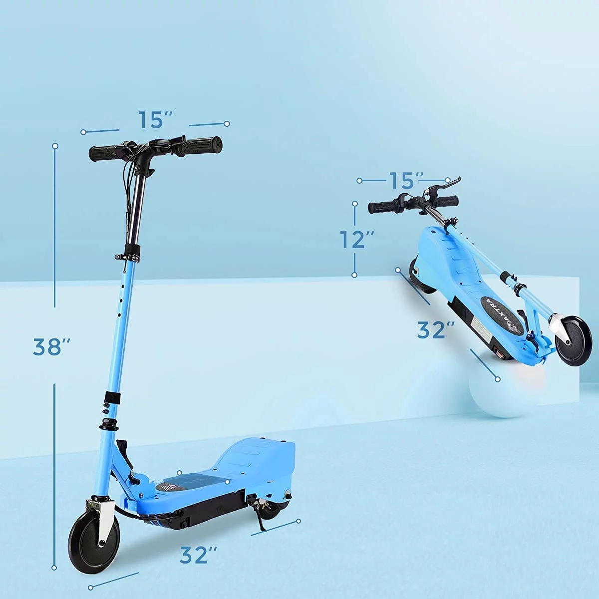 Maxtra Scooters E100 Folding Electric Scooter with Adjustable Handlebar for Kids Ages 6-12, up to 10 MPH, 155 Lbs. Max Load - Womvr