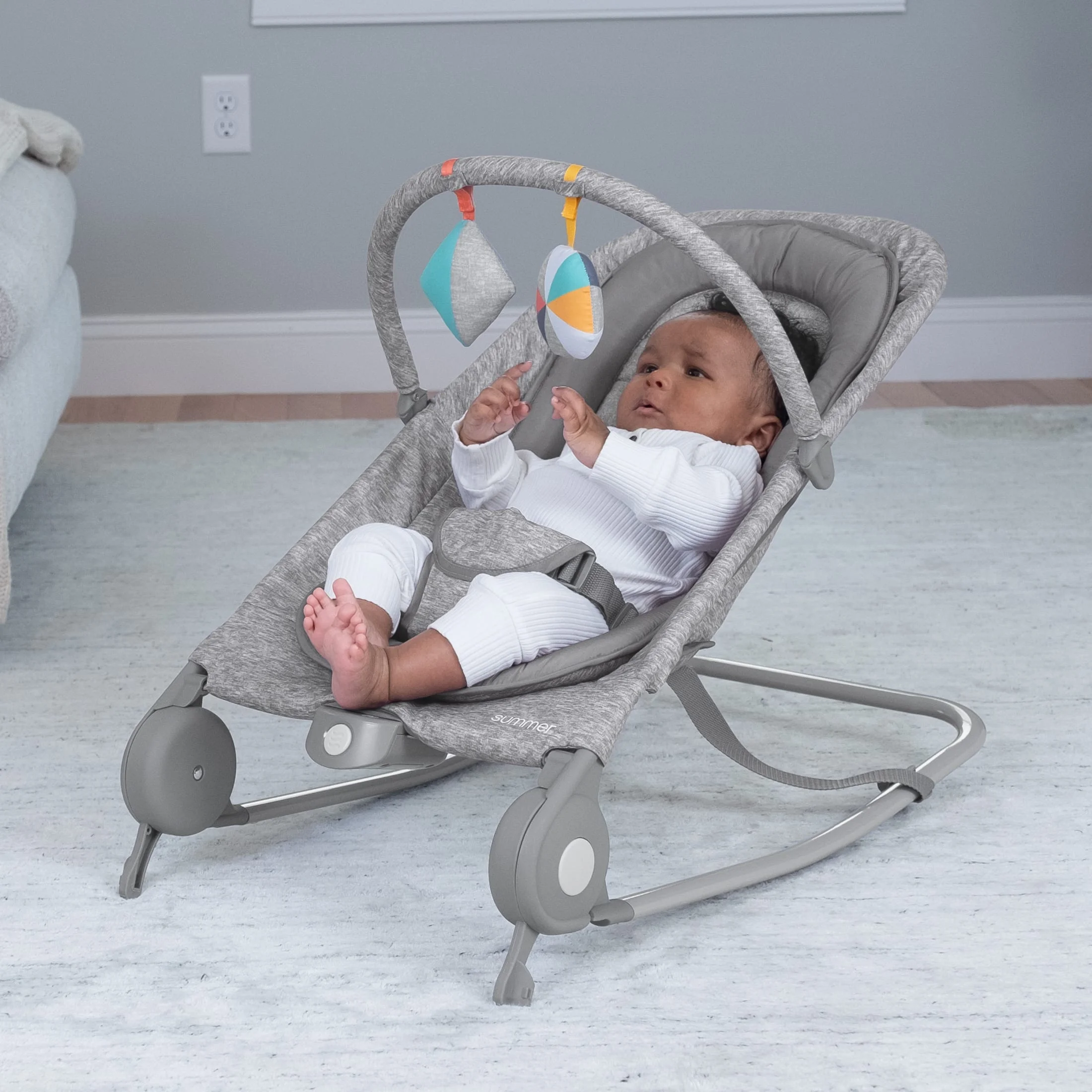 Summer by Ingenuity 2-in-1 Baby Bouncer & Rocker Duo, Light Gray Tweed - Womvr