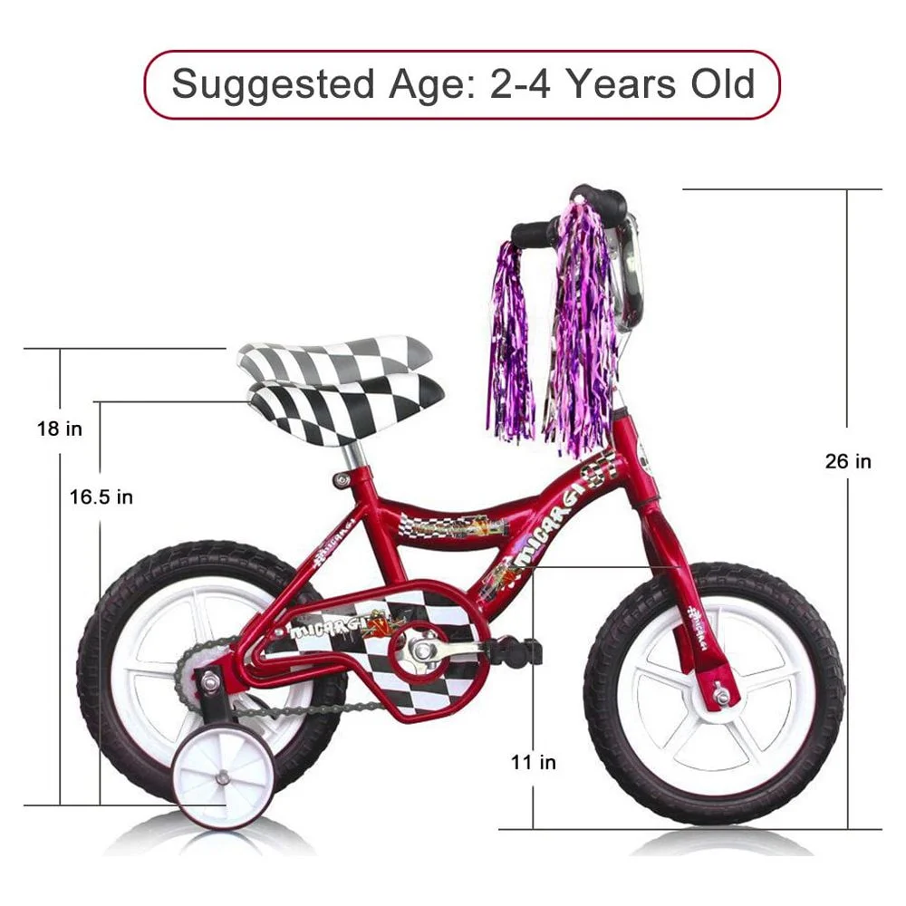 Wonderplay 12 inch Bike for 2-4 Years Old Kids, EVA Tires and Training Wheels,Great for Beginner - Womvr