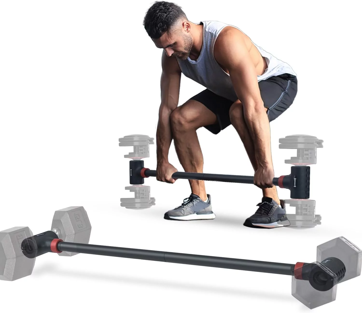 Dumbbell Barbell Converter,Weight Lifting Bar,Adjustable Barbell-Home Gym Accessories-Workout Gifts,Dumbbell to Barbell Converter��8-200LB�� - Womvr