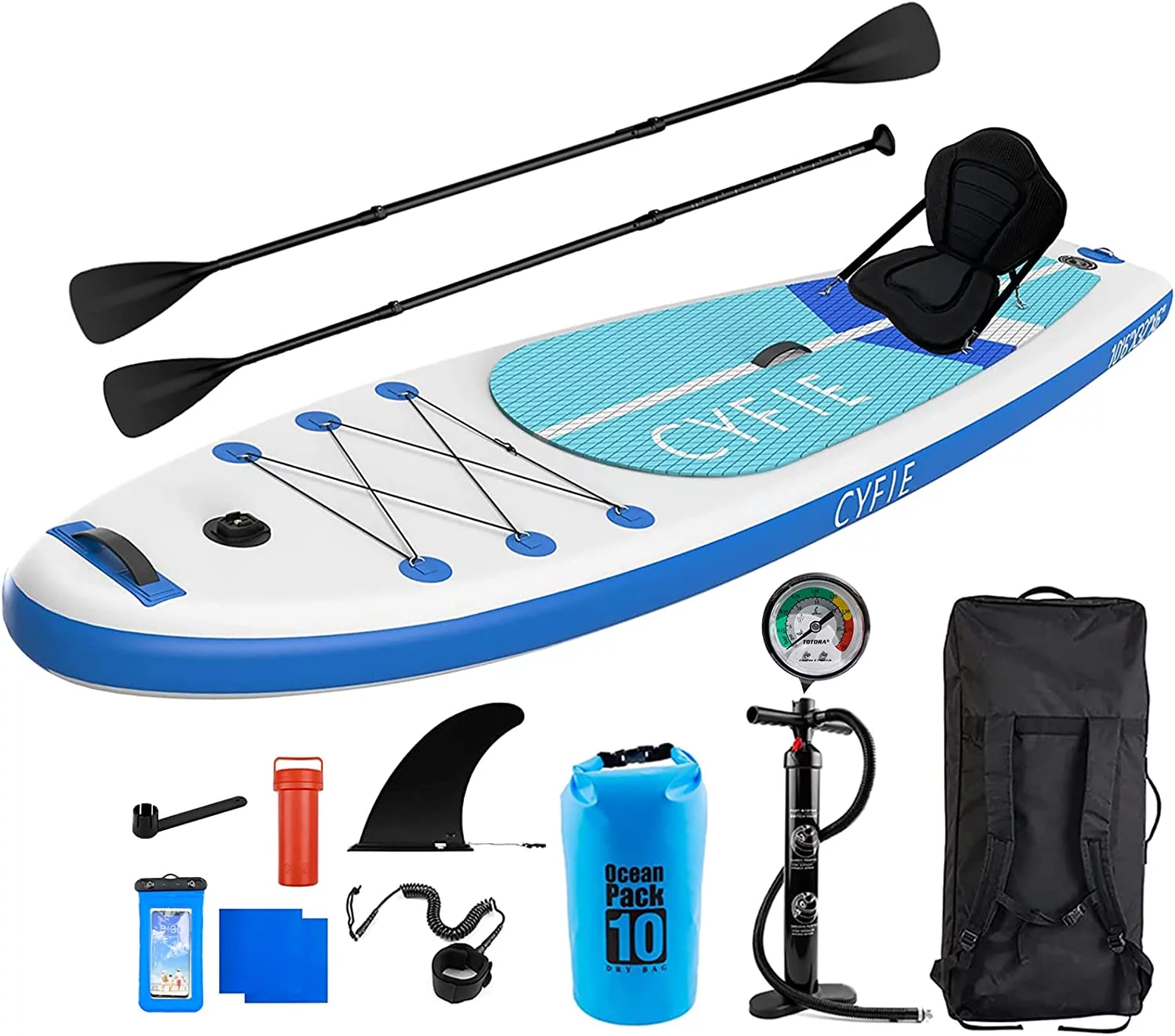 Paddle Board for Adult, Inflatable Surfboard Fishing Standup Cyfie Paddle Board 10.6 ft - Womvr