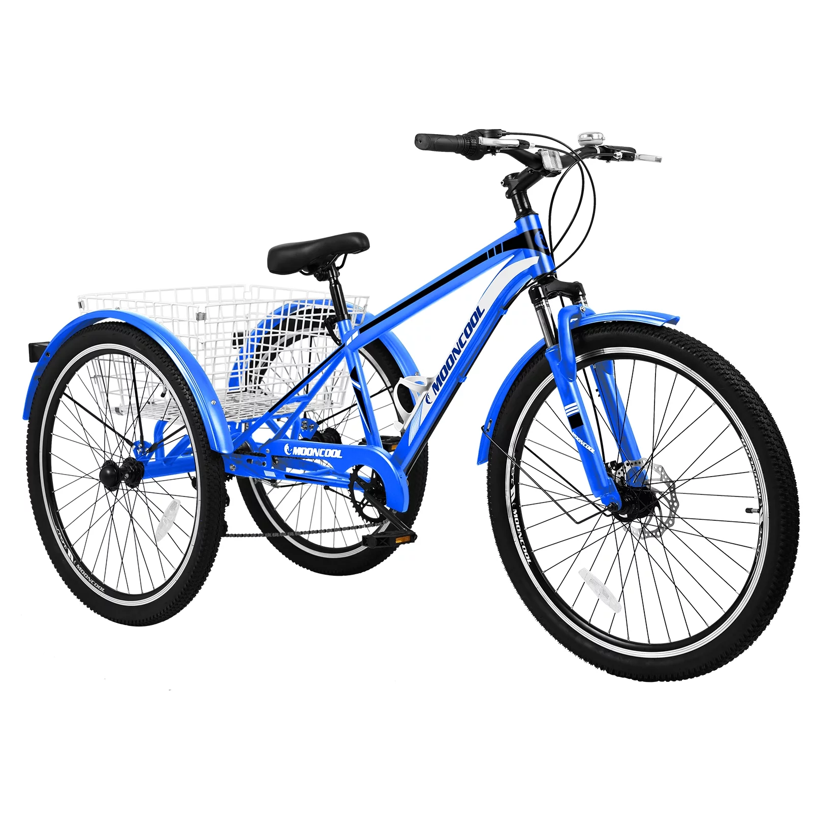 Lilypelle Adult Tricycle,26 Inch Mountain Tricycle with Baskets, 3 Wheel Adult Cruiser Bikes, 7 Speed Trikes,Blue - Womvr