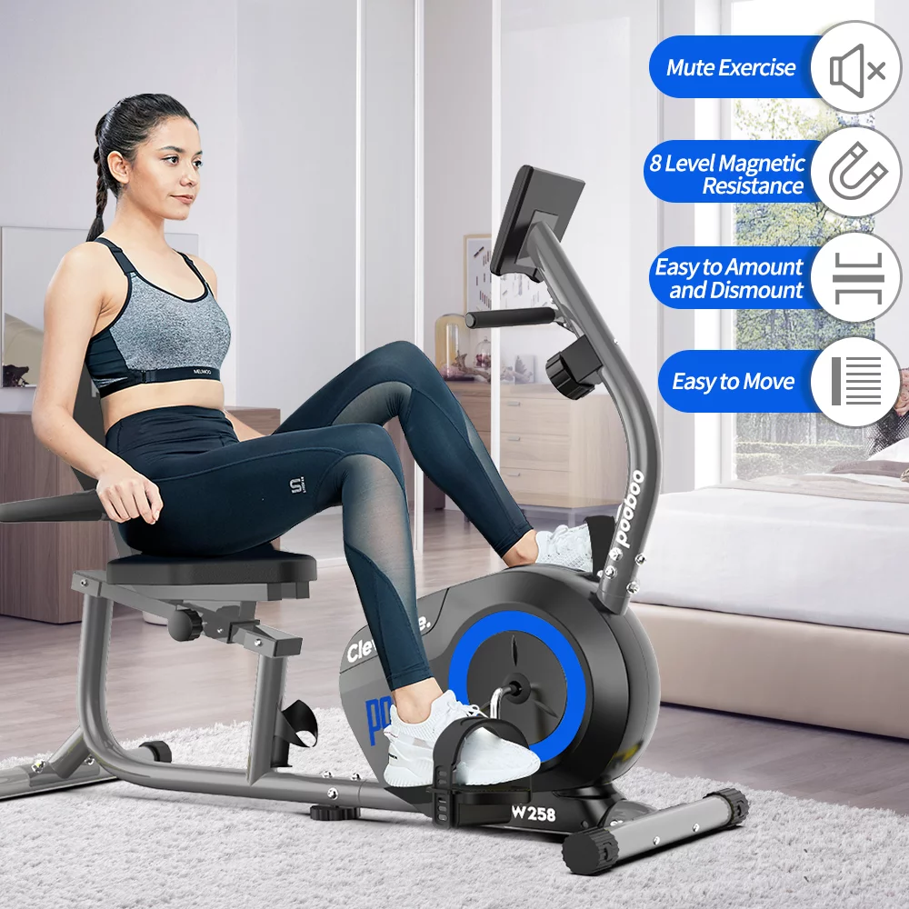 Cycool Workout Home Cycling Magnetic Recumbent Exercise Bike Fitness Cardio Elliptical Indoor Cycling Bike 330lbs Blue - Womvr