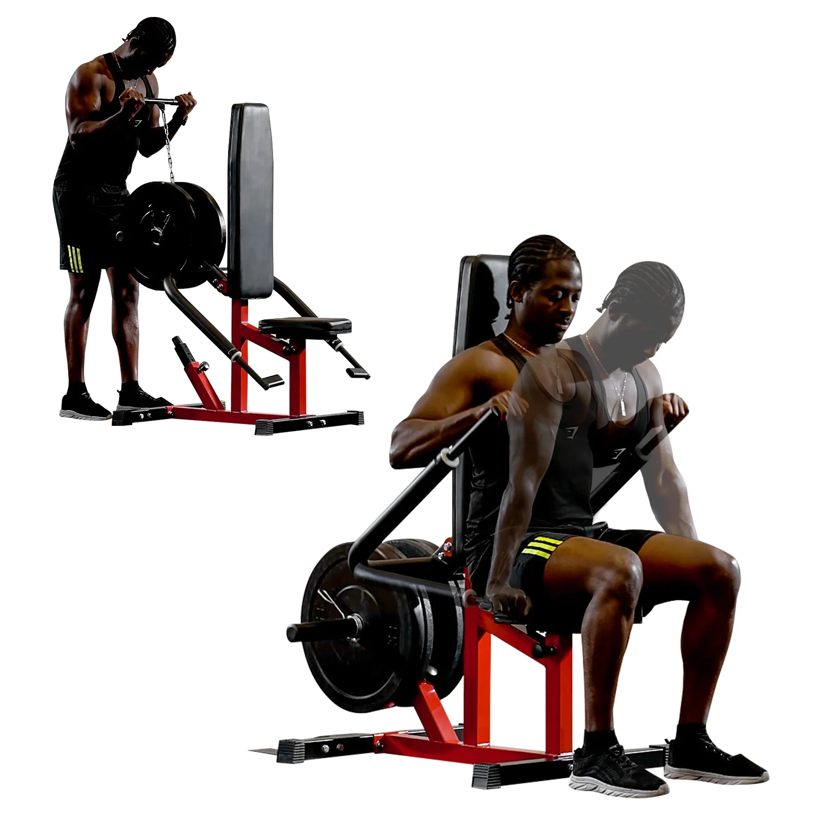 syedee Plate Loadable Seated Dip Machine, Tricep Dip Machine with Cable Bar for Bicep Chest Training Tricep Press, Hold up to 400LBS, Black and Red - Womvr
