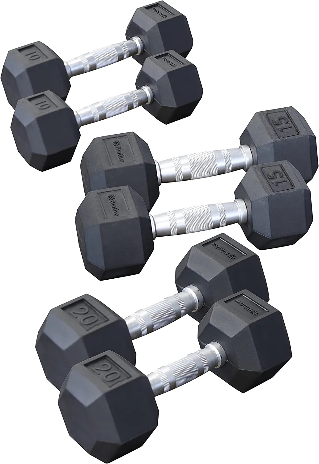 Rubber Coated Hexagon Dumbbells - Pairs - Encased Hand Weights for Men and Women - Womvr