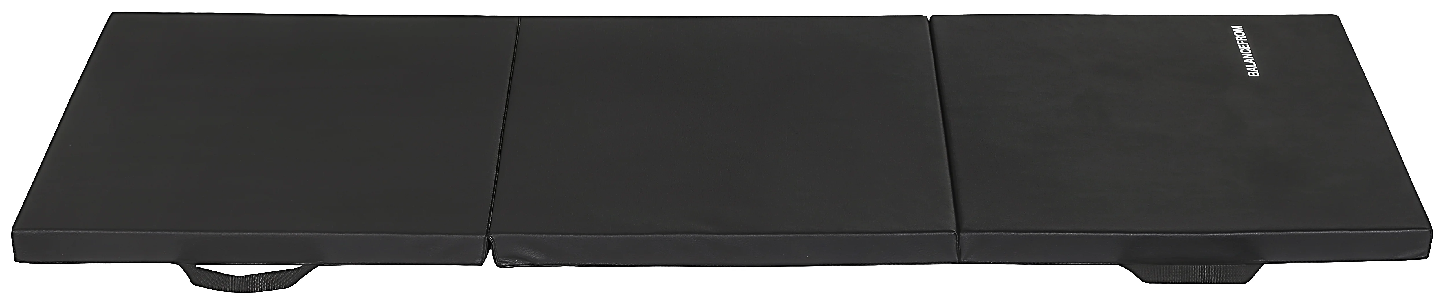 BalanceFrom 6 Ft. x 2 Ft. x 2 In. Three Fold Folding Exercise Mat with Carrying Handles for MMA, Gymnastics and Home Gym, Black - Womvr