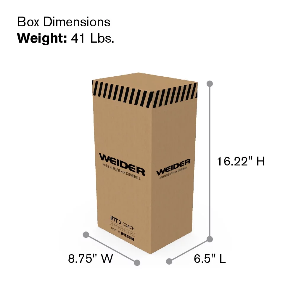 Weider Rubber Hex Dumbbell, 45 lbs - Sold Individually - Womvr