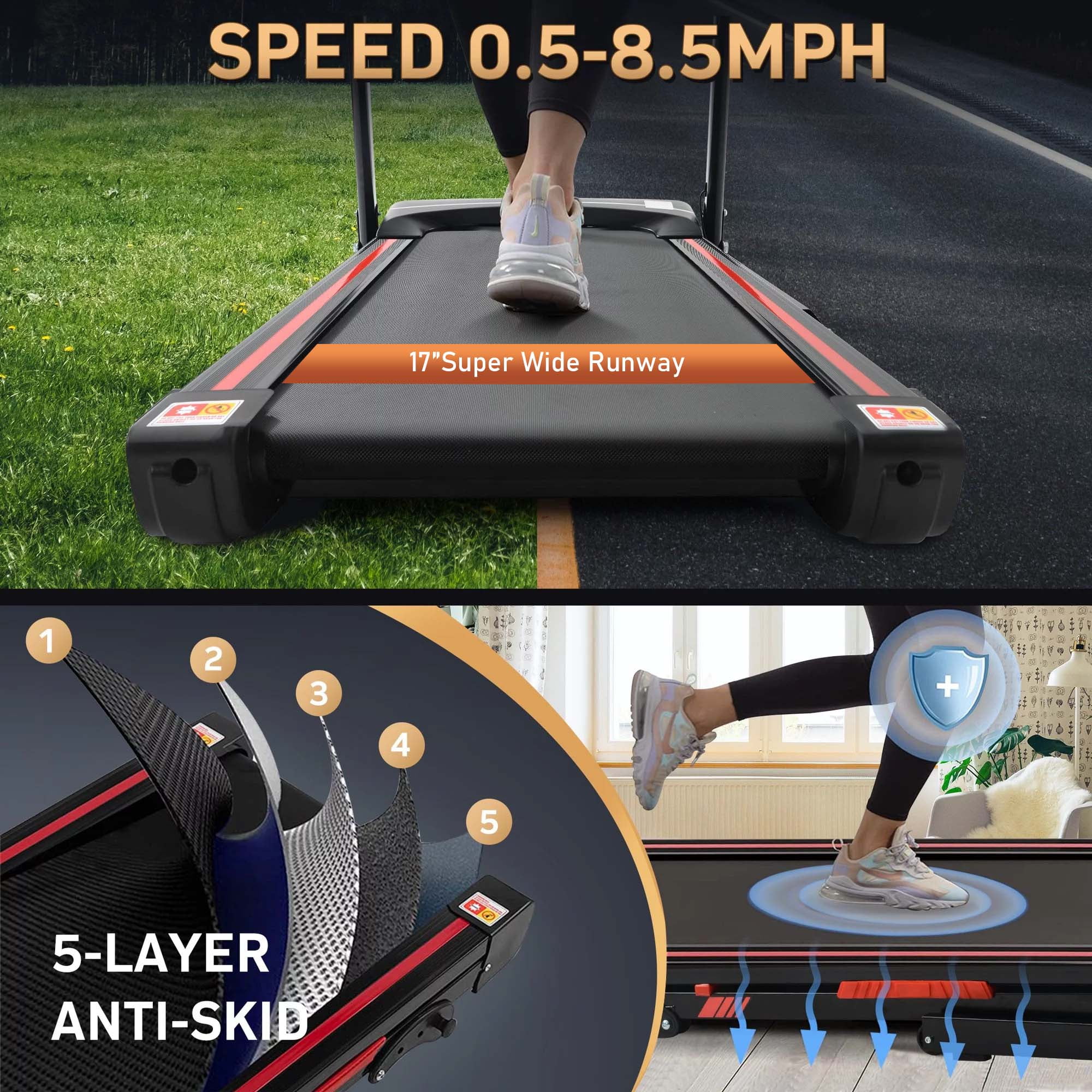 Aukfa 3.5 HP Folding Treadmill with Incline for Home Office Workout, 300 lbs+ Capacity, Green - Womvr