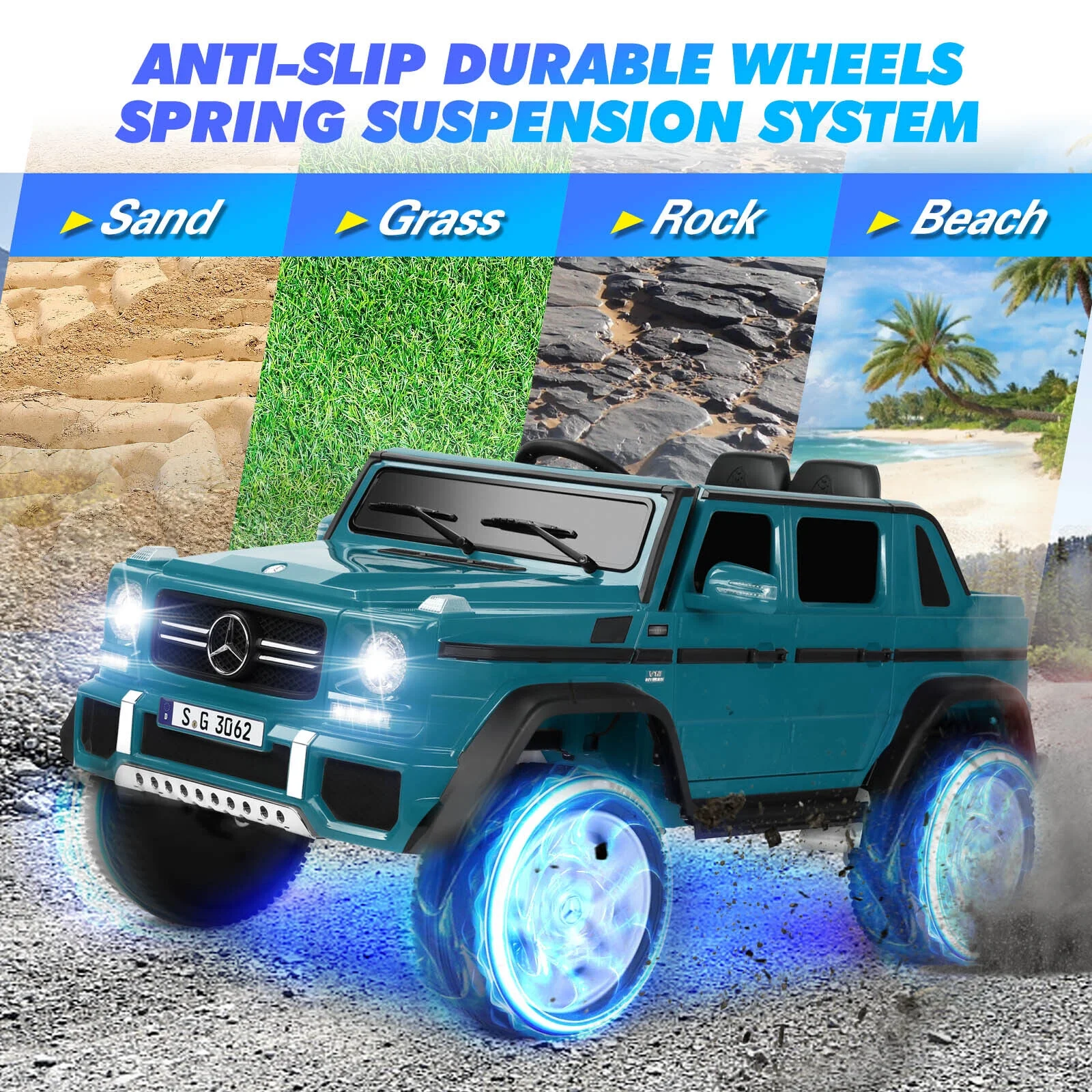 JOYLDIAS 12V Kids Ride on Car 3 Speeds Licensed Mercedes-Benz Electric Toy w/ Bluetooth, Remote Control, LED Lights (Pink) - Womvr