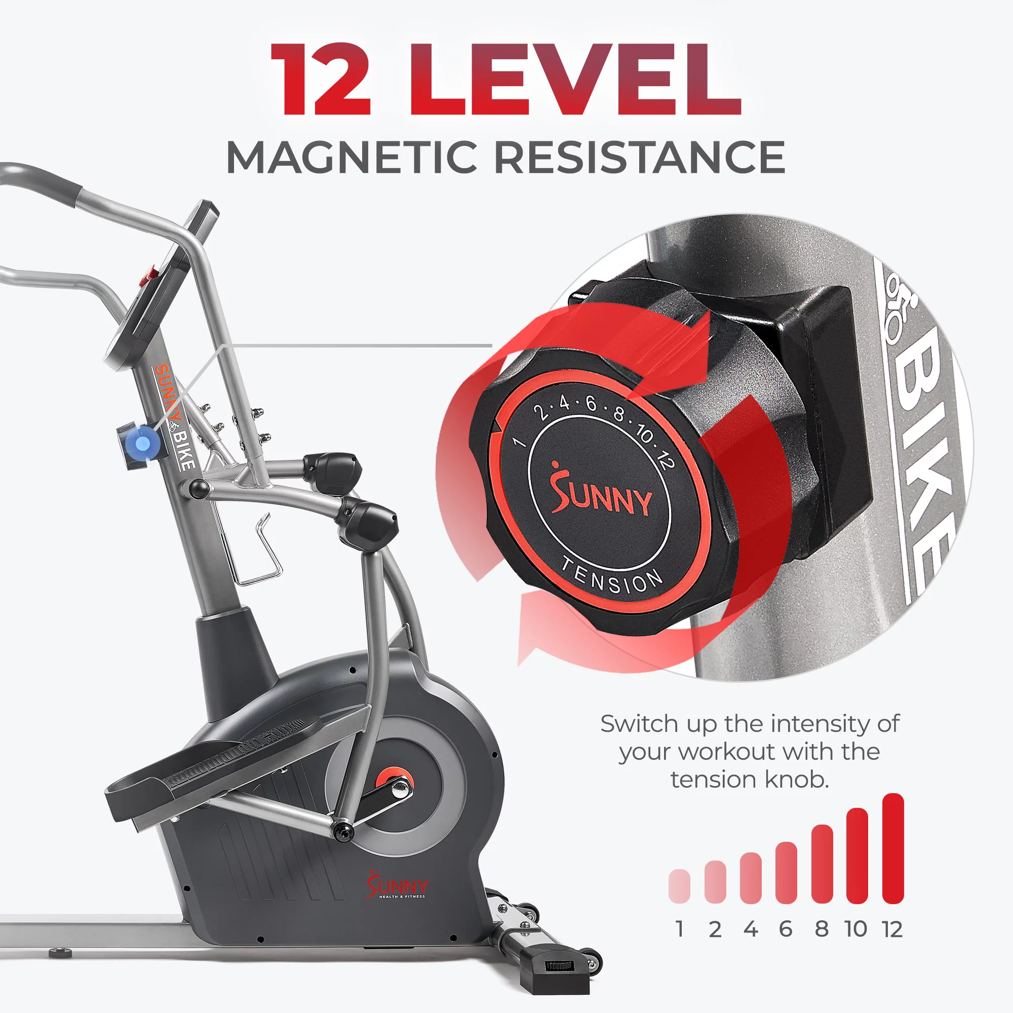 Sunny Health & Fitness Elite Connected Recumbent Cross Trainer Elliptical + Arm Exercisers SF-RBE420049 - Womvr