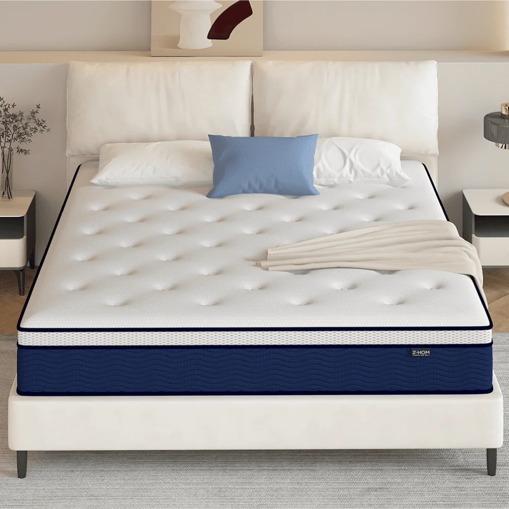 King Size Gel Memory Foam Mattress in a Box,12 inch Hybrid Mattress Cooling Medium Firm Bed with Individually Pocket Coils Innerspring,Z-HOM - Womvr