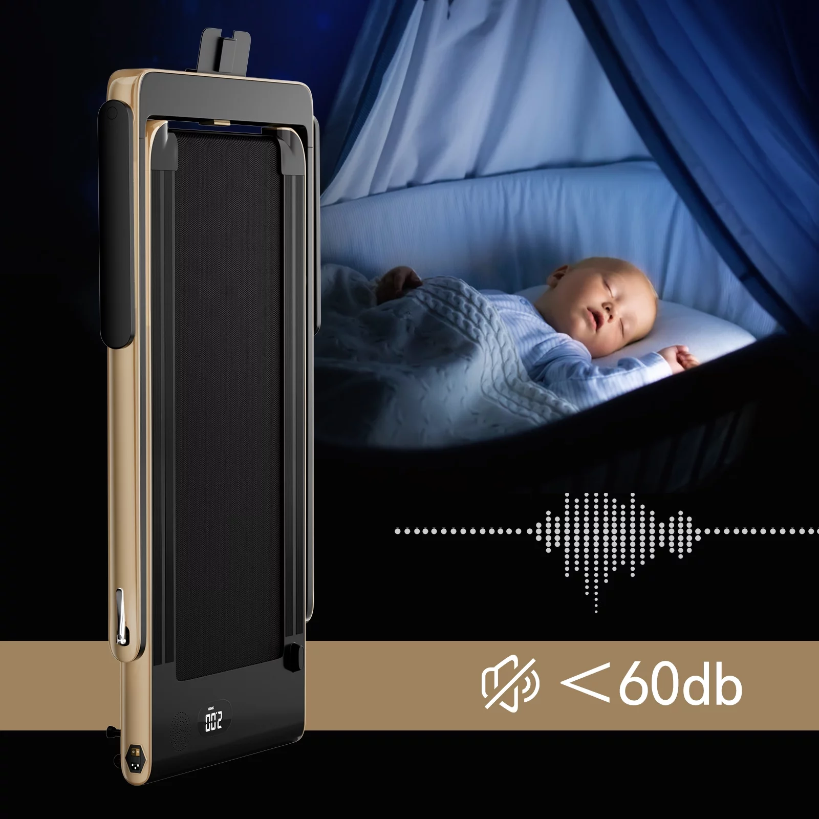 SuperFit Up To 7.5MPH 2.25HP 2 in 1 Single Display Screen Folding Treadmill Remote Control W/ APP Control Speaker Black - Womvr