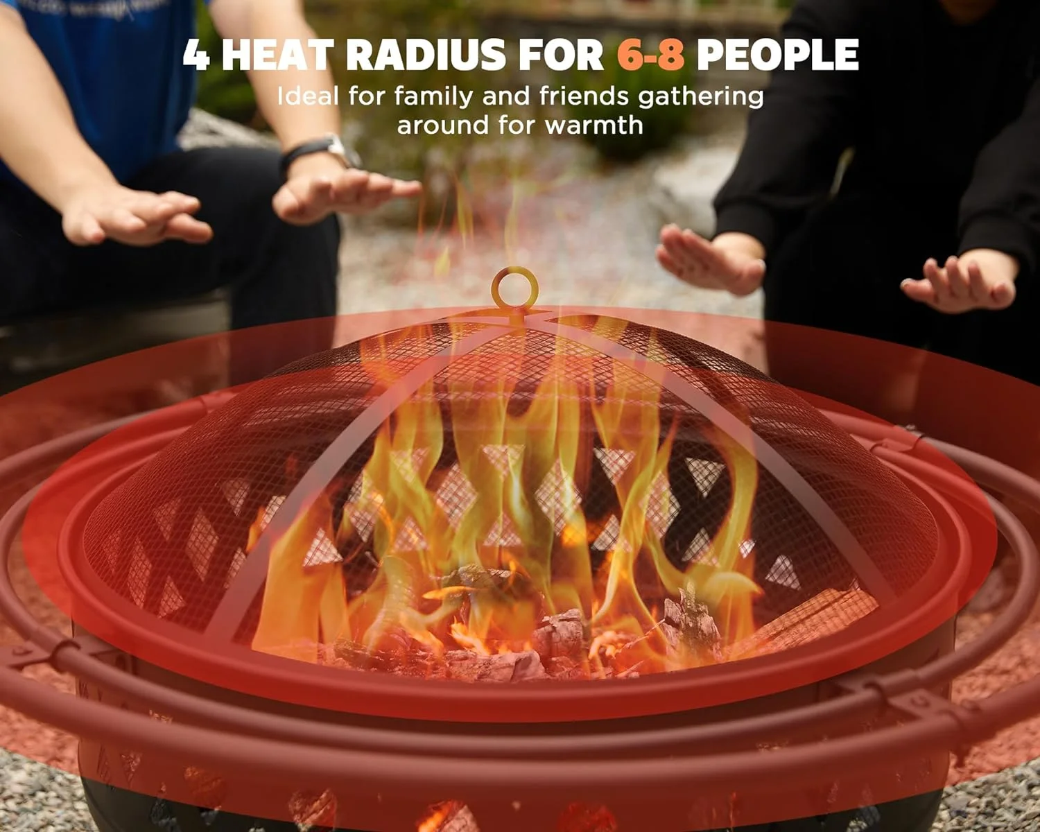 fissfire 35 inch Metal Fire Pit, Outdoor Wood Burning Fire Pit with 2 Loops, for Backyard, Black - Womvr