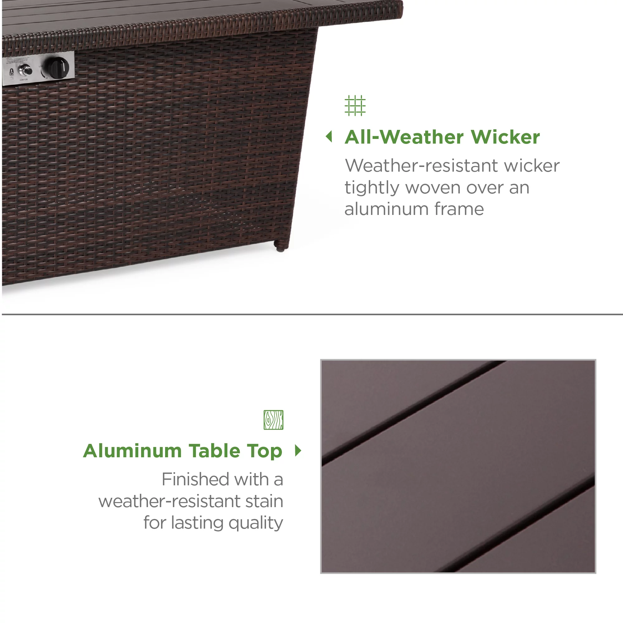 Best Choice Products 52in Wicker Propane Gas Fire Pit Table 50,000 BTU w/ Glass Wind Guard, Tank Holder, Cover - Gray - Womvr