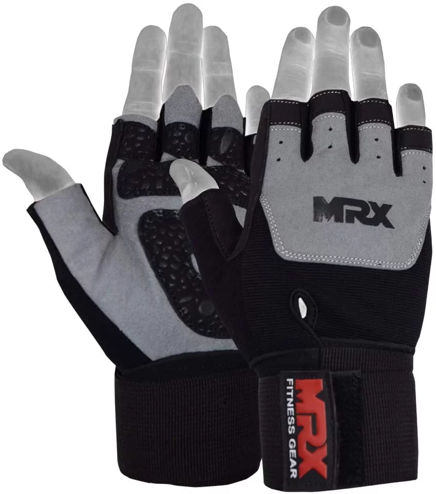 MRX Weight Lifting Gloves Gym Power Training Fitness Bodybuilding Glove Long Wrist Strap Black / Red M - Womvr