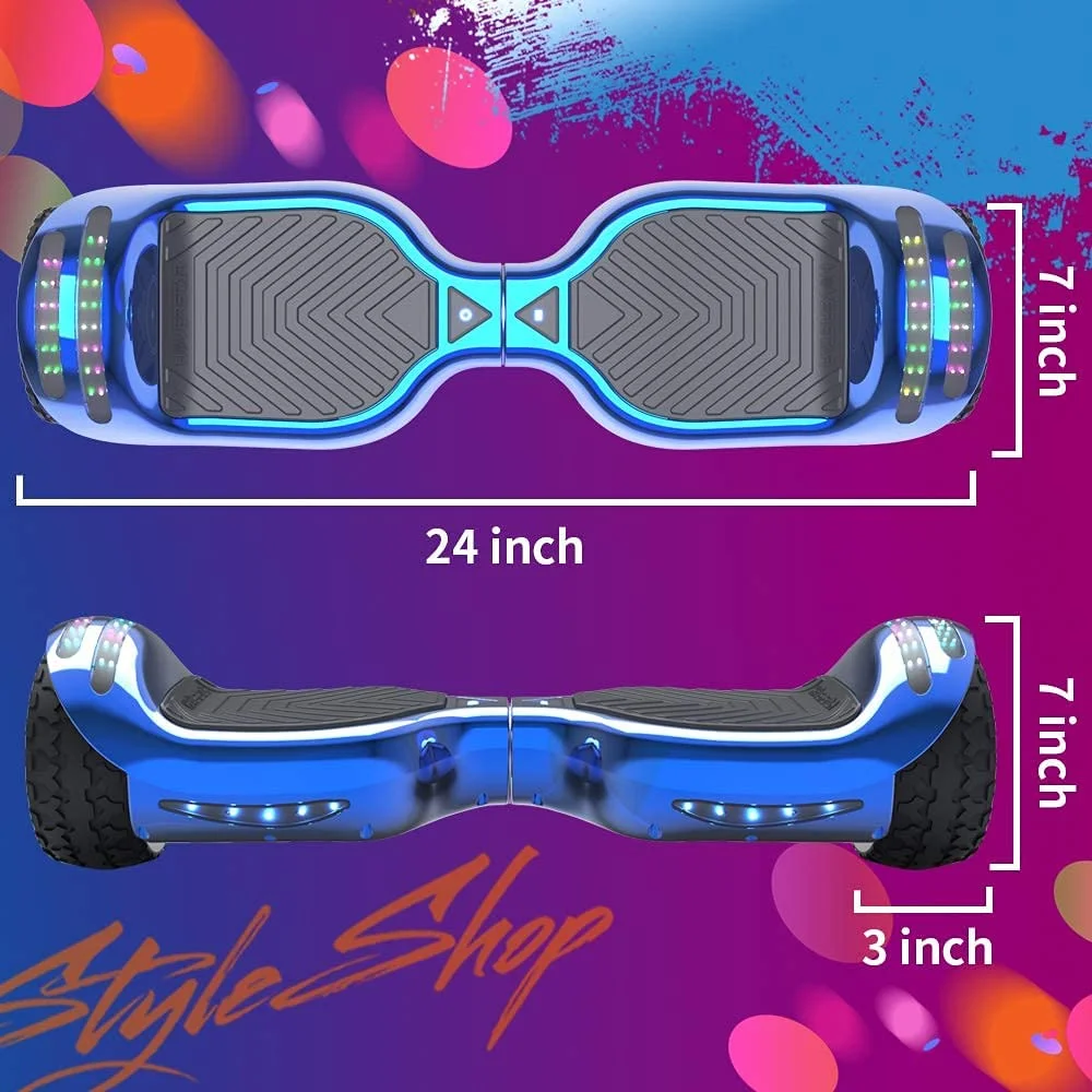 Hoverstar ul2272 Hoverboard All-Terrain LED Flash Wide All Terrian Wheel, Blue - Womvr