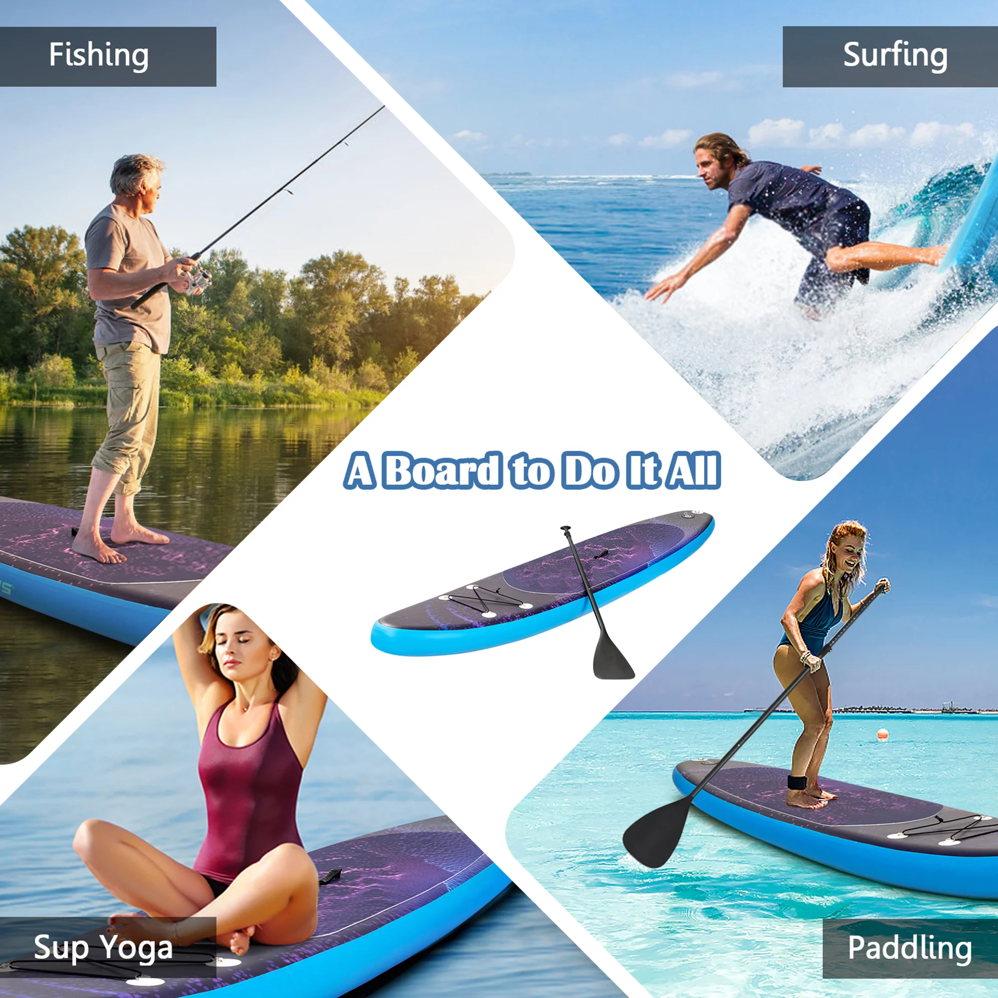 Gymax 10.5 ft Inflatable Stand-Up Paddle Board Non-Slip Deck Surfboard w/ Hand Pump - Womvr
