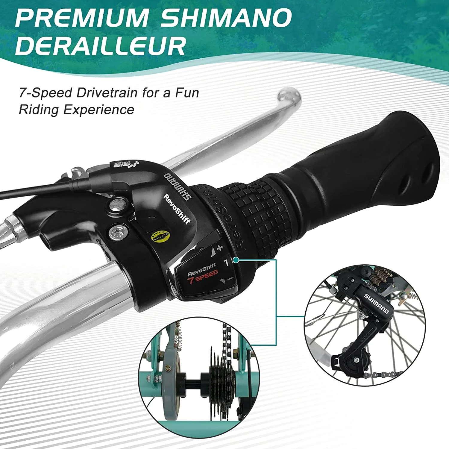 Docred Adult Tricycle 7 Speed 24 Inch Three Wheel Bike Cruiser Trike for Men/Women/Seniors - Womvr